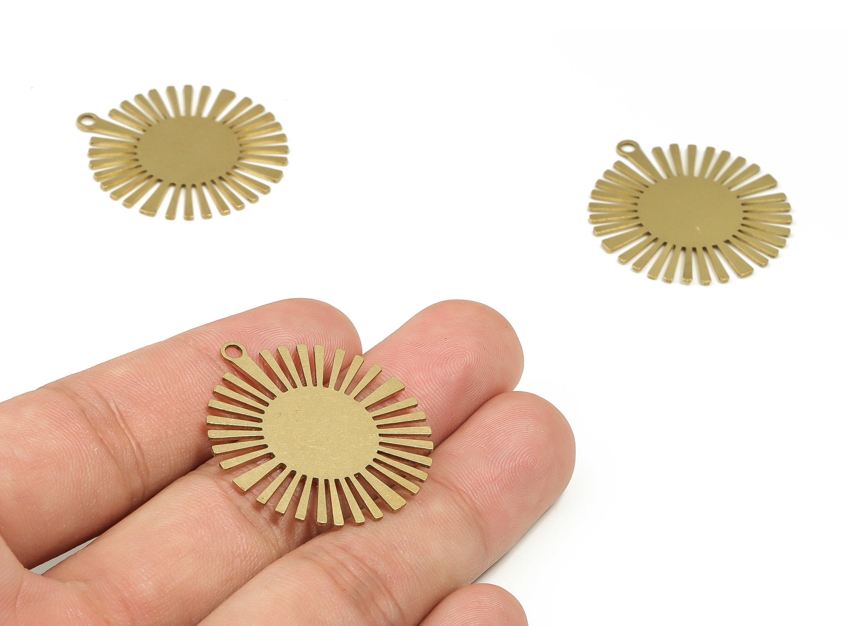 Brass Sun Charms – Sun Shaped Raw Brass Sun Pendant - Earring Charms - Earring Findings - DIY Jewelry Supplies - 33.29x29.98x0.75mm - PP4354 - DOMEDBAZAAR
