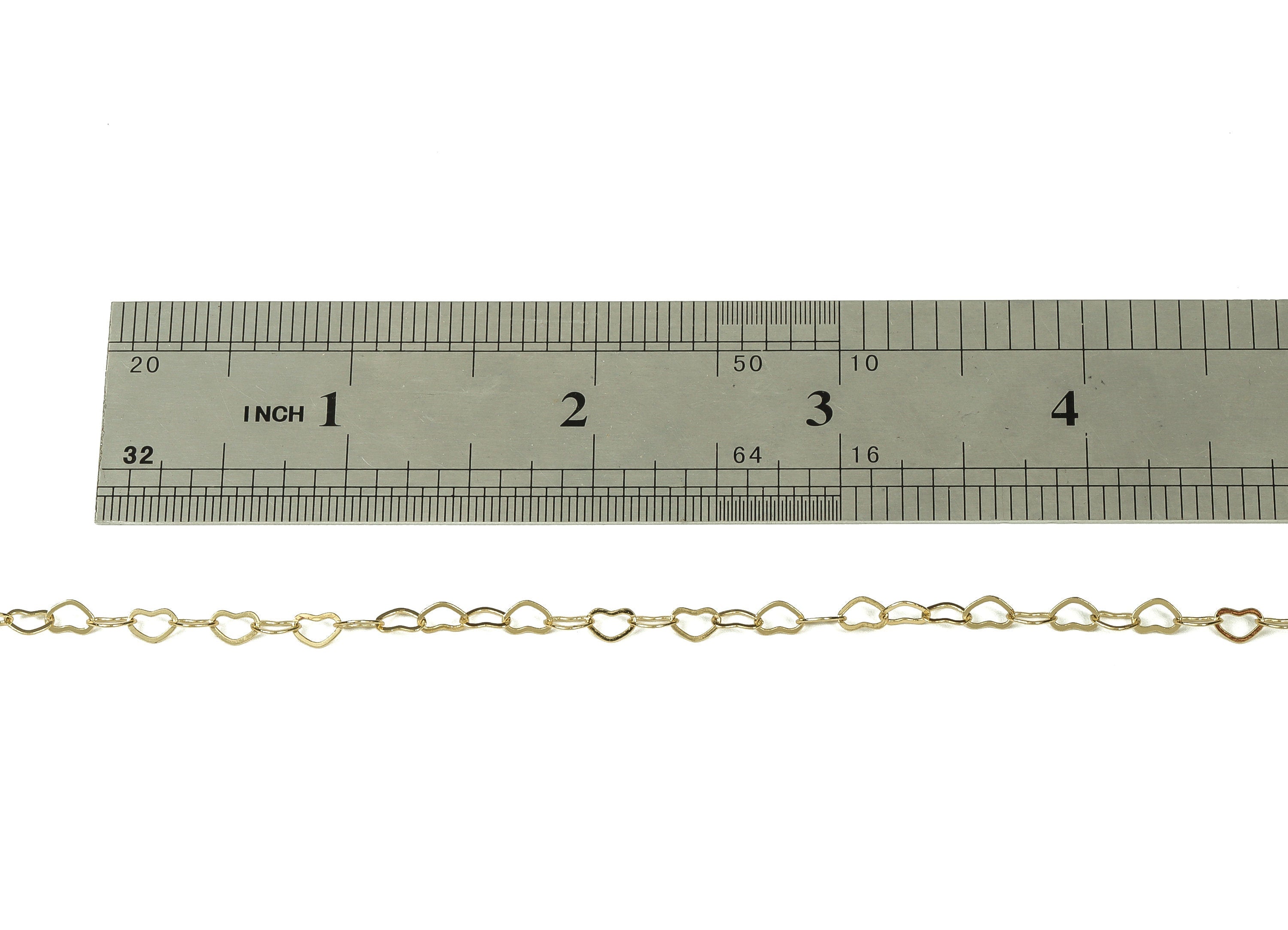 Brass Heart Flat Cable Chain - 18 Real Gold Soldered Mini Heart Chain - For Necklace Bracelet 0.22&quot; x 0.15&quot; x 0.02&quot;RGP3664 - DOMEDBAZAAR
