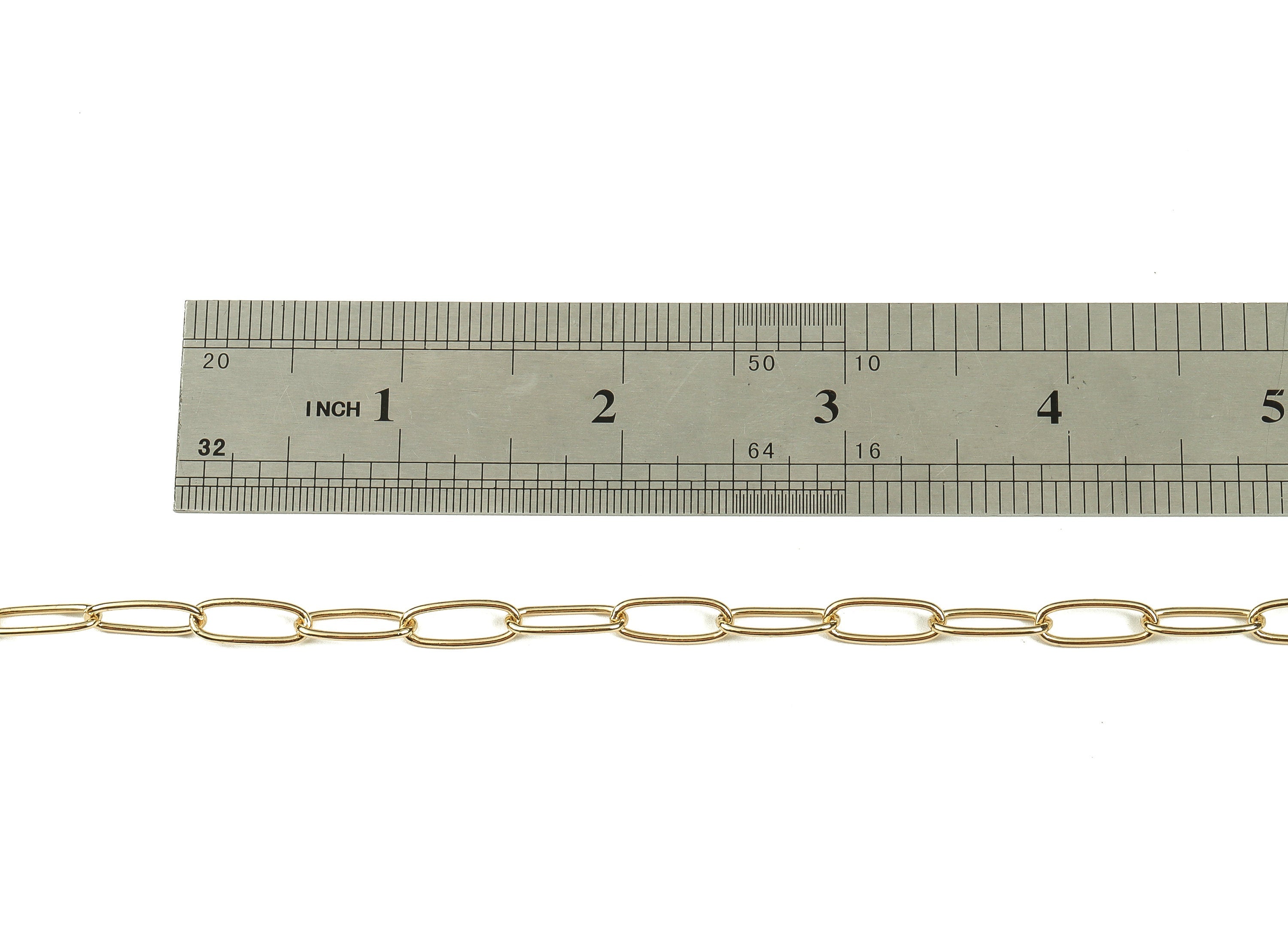 Brass Oval Rectangle Paper Clip Layering Chain - 18 Real Gold Oval Chain - Soldered Cable Chain 0.55&quot; x 0.21&quot; x 0.08&quot; RGP3944 - DOMEDBAZAAR