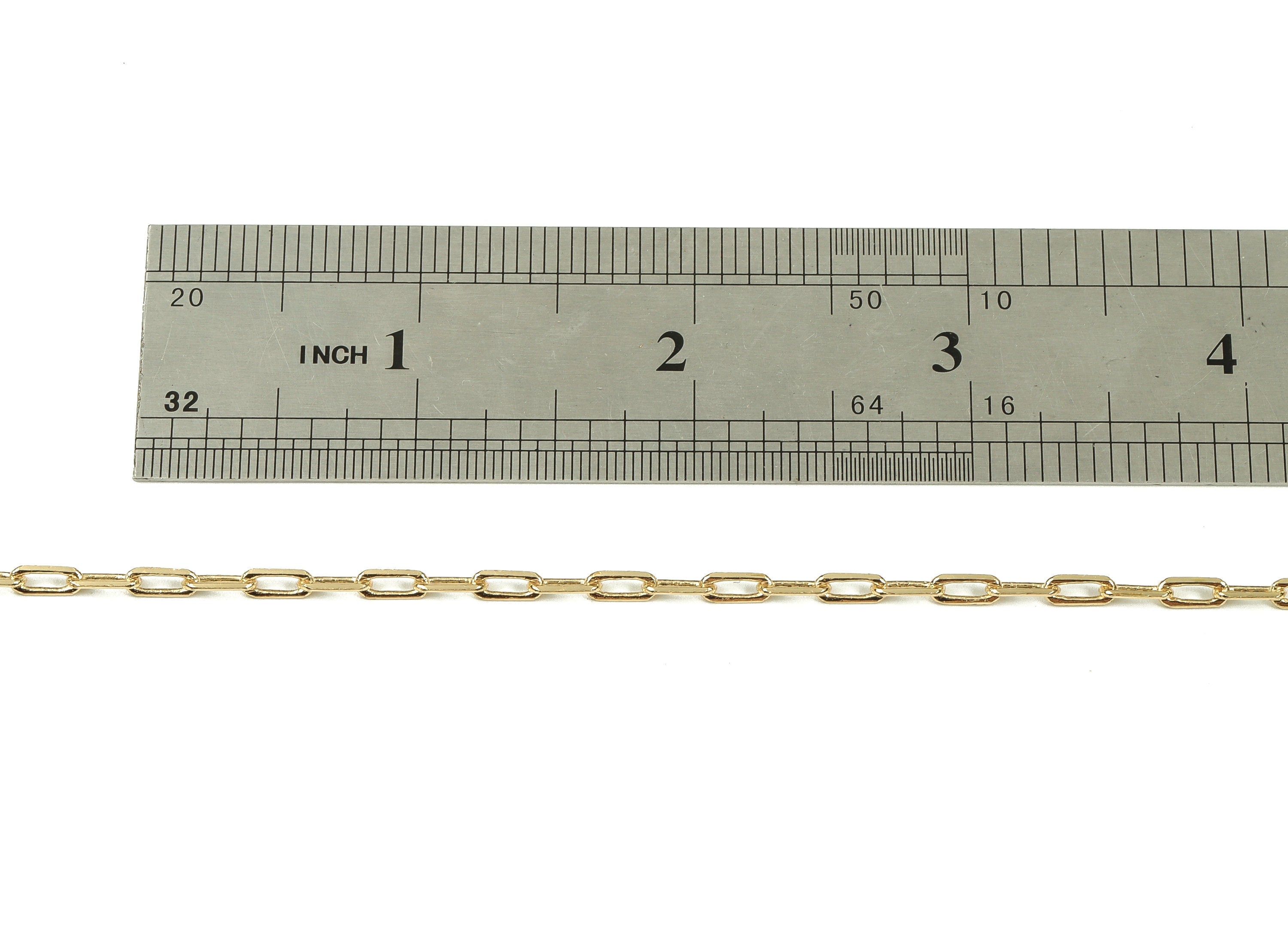 Brass Oval Rectangle Paper Clip Layering Chain - 18 Real Gold Oval Soldered Chain - Flat Cable Chain 0.27&quot; x 0.11&quot; x 0.07&quot; RGP3946 - DOMEDBAZAAR