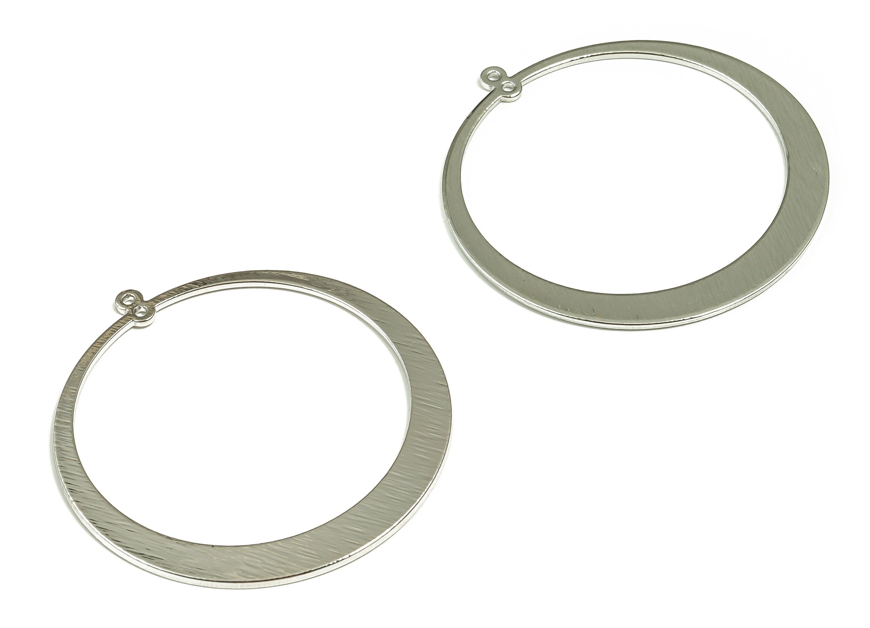 Brass Circle Charms - Silver Tone Plated Brass Circle Shape Pendant - Earring Findings - Jewelry Supplies - 48.37x45.59x1.31mm - PP2063S - DOMEDBAZAAR