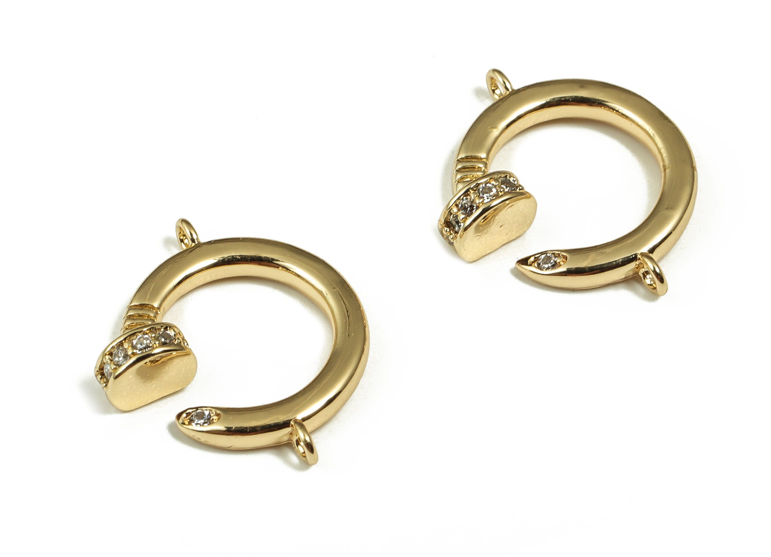 Brass Round Connector – Fish Necklace Jewelry Connector – Bracelet Connector - 18K Real Gold Plated Brass - 16.35x13.38x2.07mm – RGP4042 - DOMEDBAZAAR