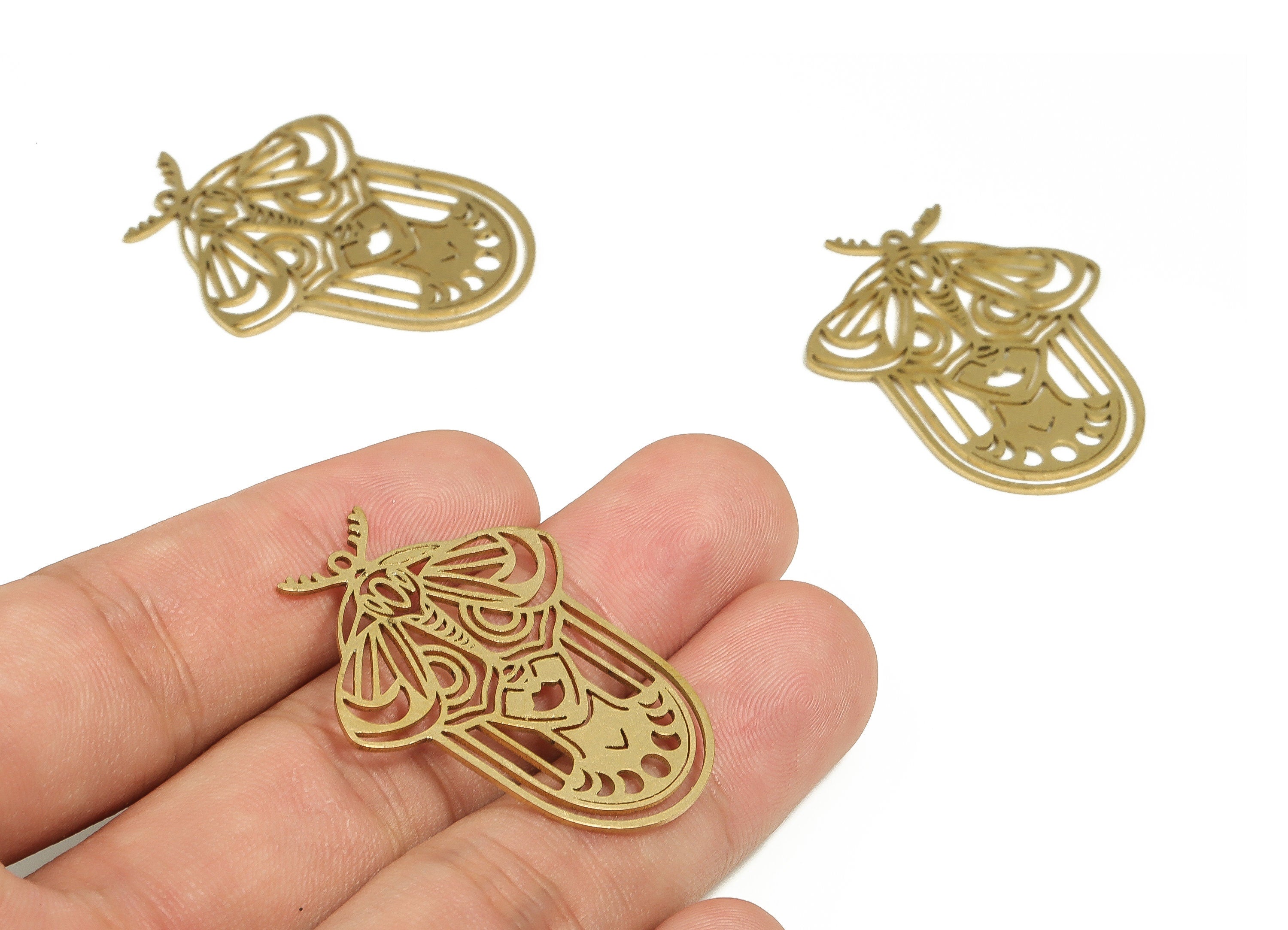 Brass Butterfly Earring Charms - Raw Brass Butterfly Pendant - Earring Findings - DIY Jewelry Making Supplies - 37.47x30.9x0.71mm - PP4708 - DOMEDBAZAAR