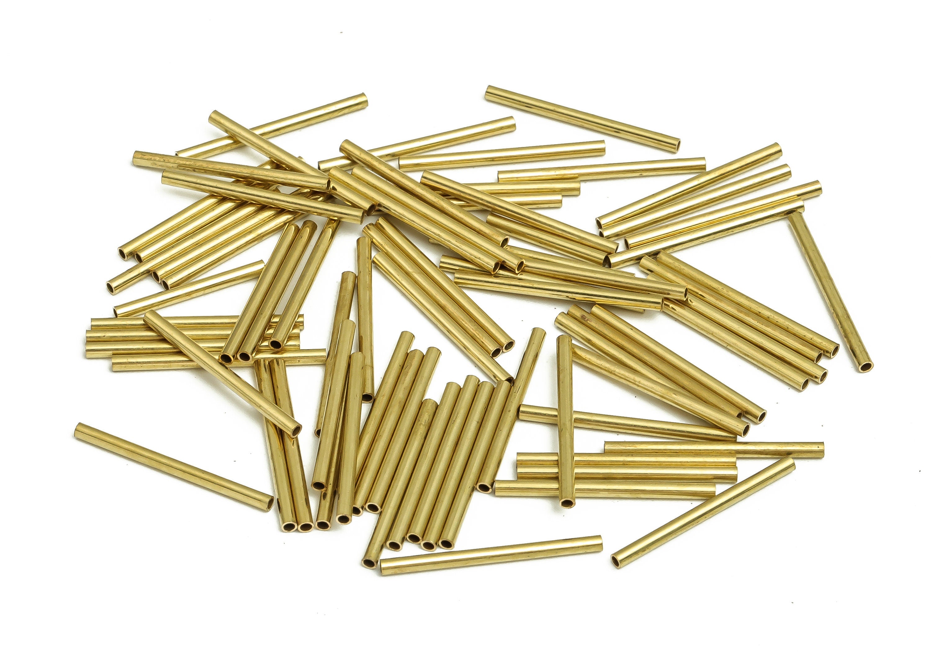 Round Brass Himmeli Tubes - Raw Brass Himmeli DIY Tube Beads - Circle Pipes for Geometric Shapes - For Air Plants -1.5x0.2x20mm- PP4567-20 - DOMEDBAZAAR