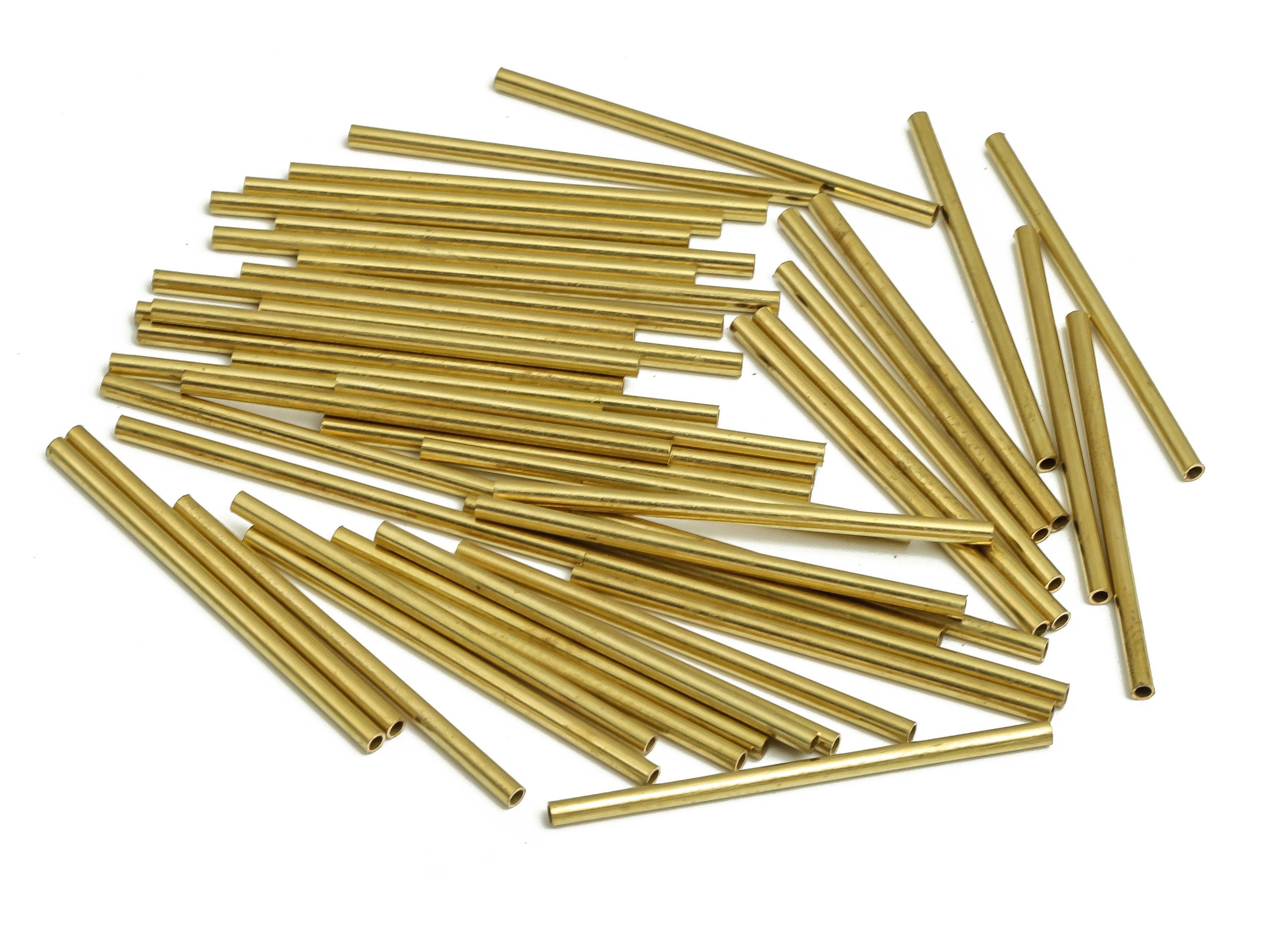 Round Brass Himmeli Tubes - Raw Brass Himmeli DIY Tube Beads - Circle Pipes for Geometric Shapes - For Air Plants -1.5x0.2x30mm- PP4567-30 - DOMEDBAZAAR