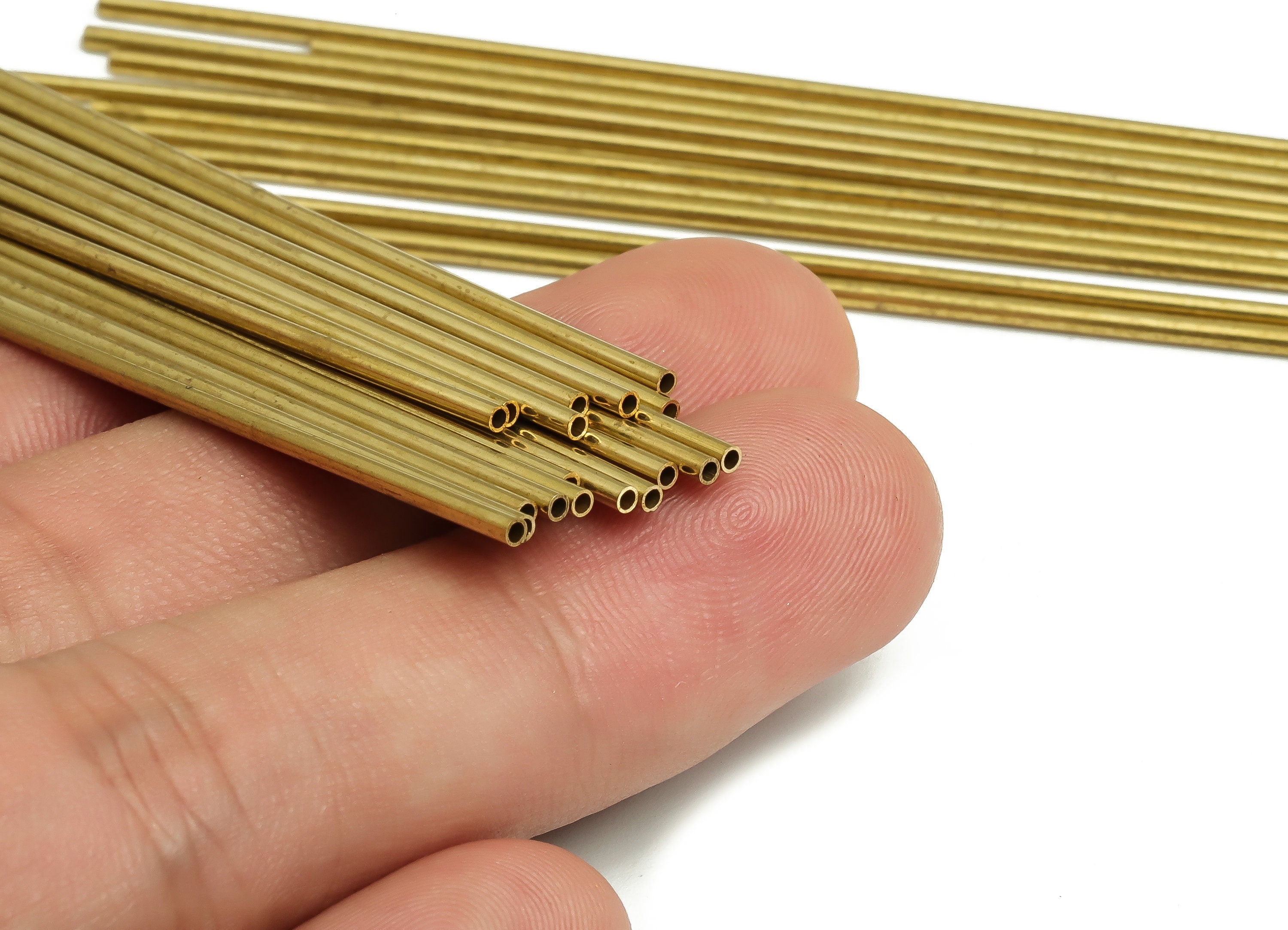 Round Brass Himmeli Tubes - Raw Brass Himmeli DIY Tube Beads - Circle Pipes for Geometric Shapes - For Air Plants -1.5x0.2x90mm- PP4567-90 - DOMEDBAZAAR