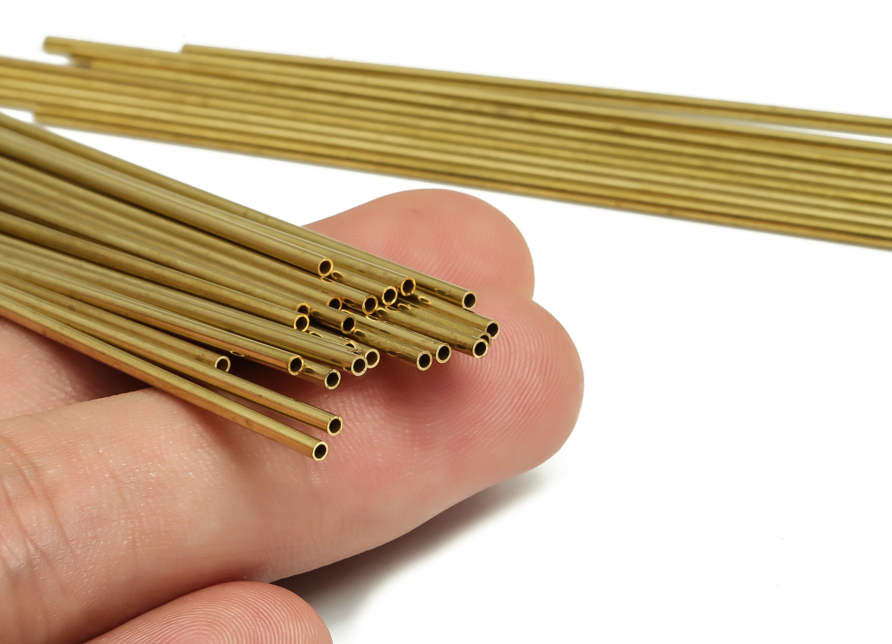 Round Brass Himmeli Tubes - Raw Brass Himmeli DIY Tube Beads - Circle Pipes for Geometric Shapes - For Air Plants -1.5x0.2x100mm- PP4567-100 - DOMEDBAZAAR