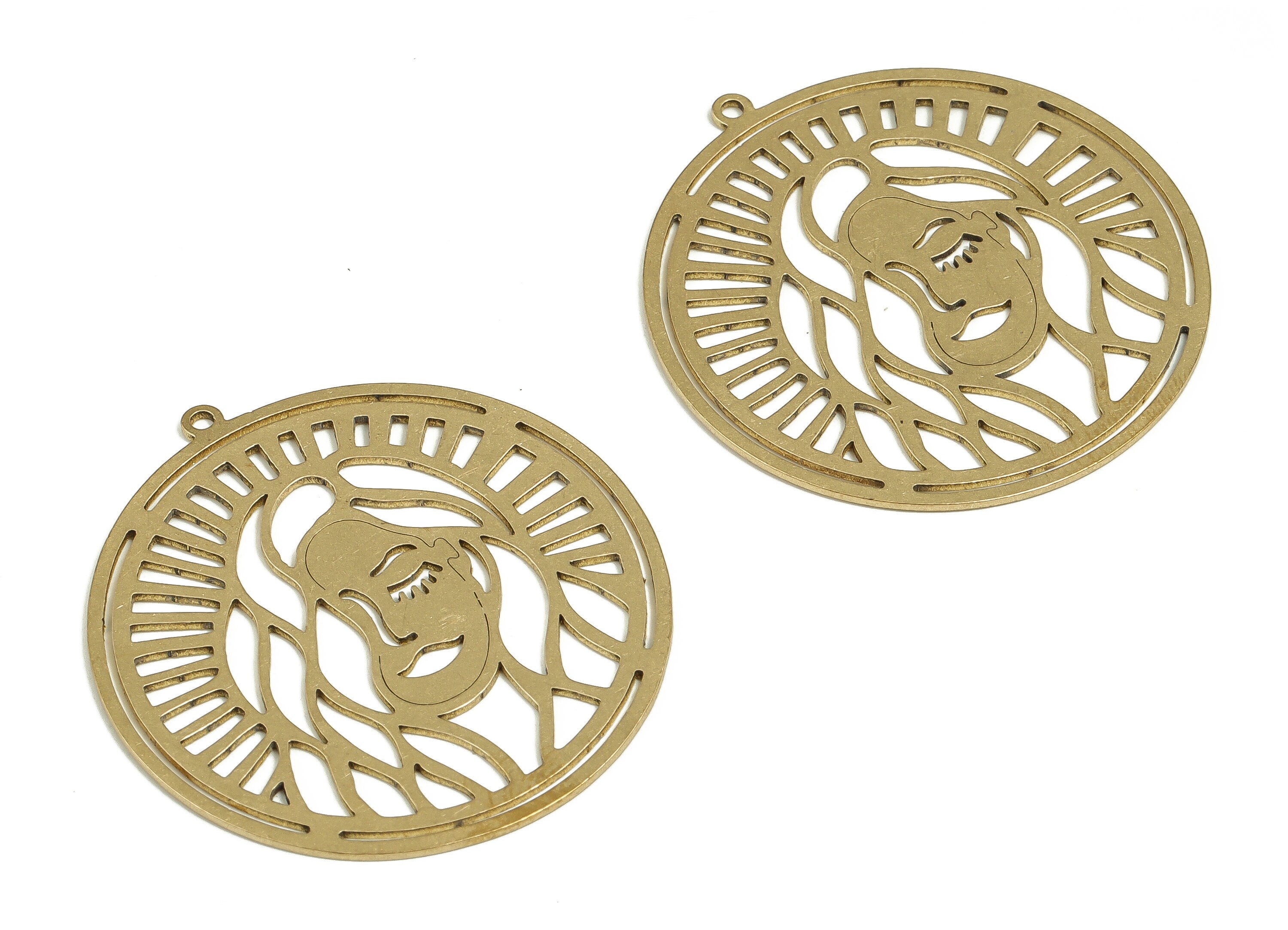 Brass Round Face Earring Charms - Raw Brass Circle Pendant - Earrings Finding - Jewelry Making Supplies - 37.26x34.88x0.71mm - PP4701 - DOMEDBAZAAR