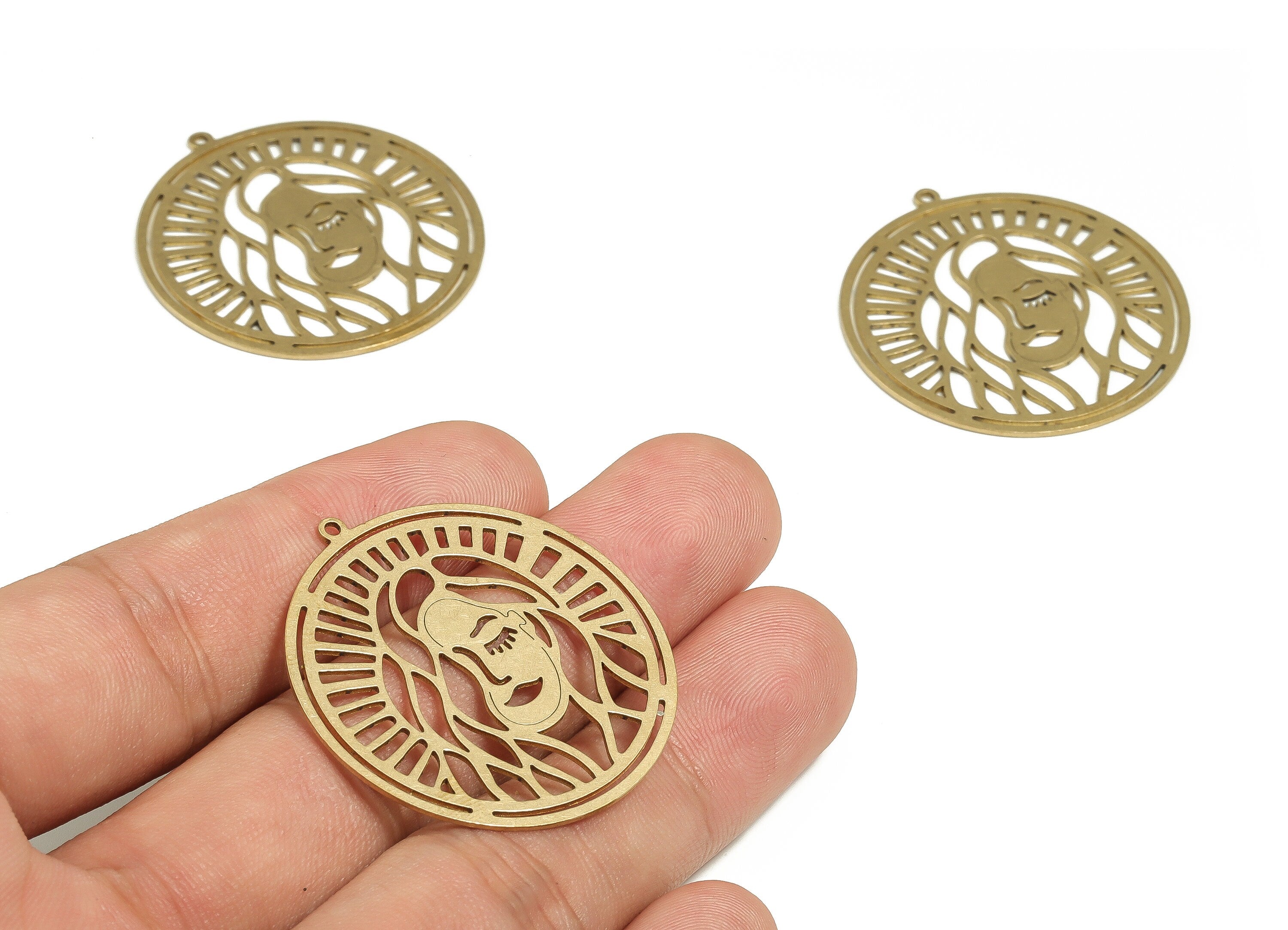 Brass Round Face Earring Charms - Raw Brass Circle Pendant - Earrings Finding - Jewelry Making Supplies - 37.26x34.88x0.71mm - PP4701 - DOMEDBAZAAR
