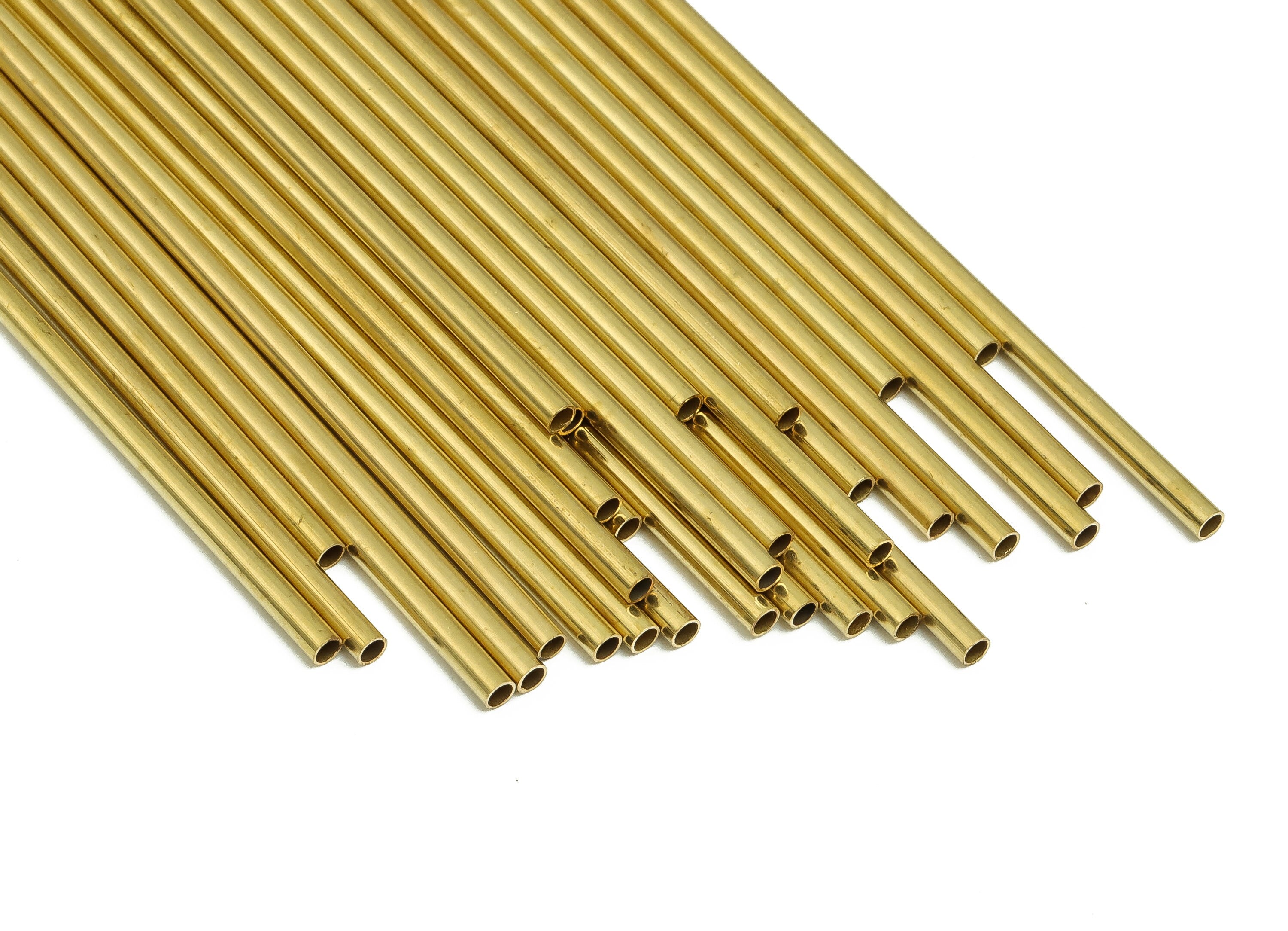 Round Brass Himmeli Tubes - Raw Brass Himmeli DIY Tube Beads - Circle Pipes for Geometric Shapes - For Air Plants -2x0.2x70mm- PP4568-70 - DOMEDBAZAAR