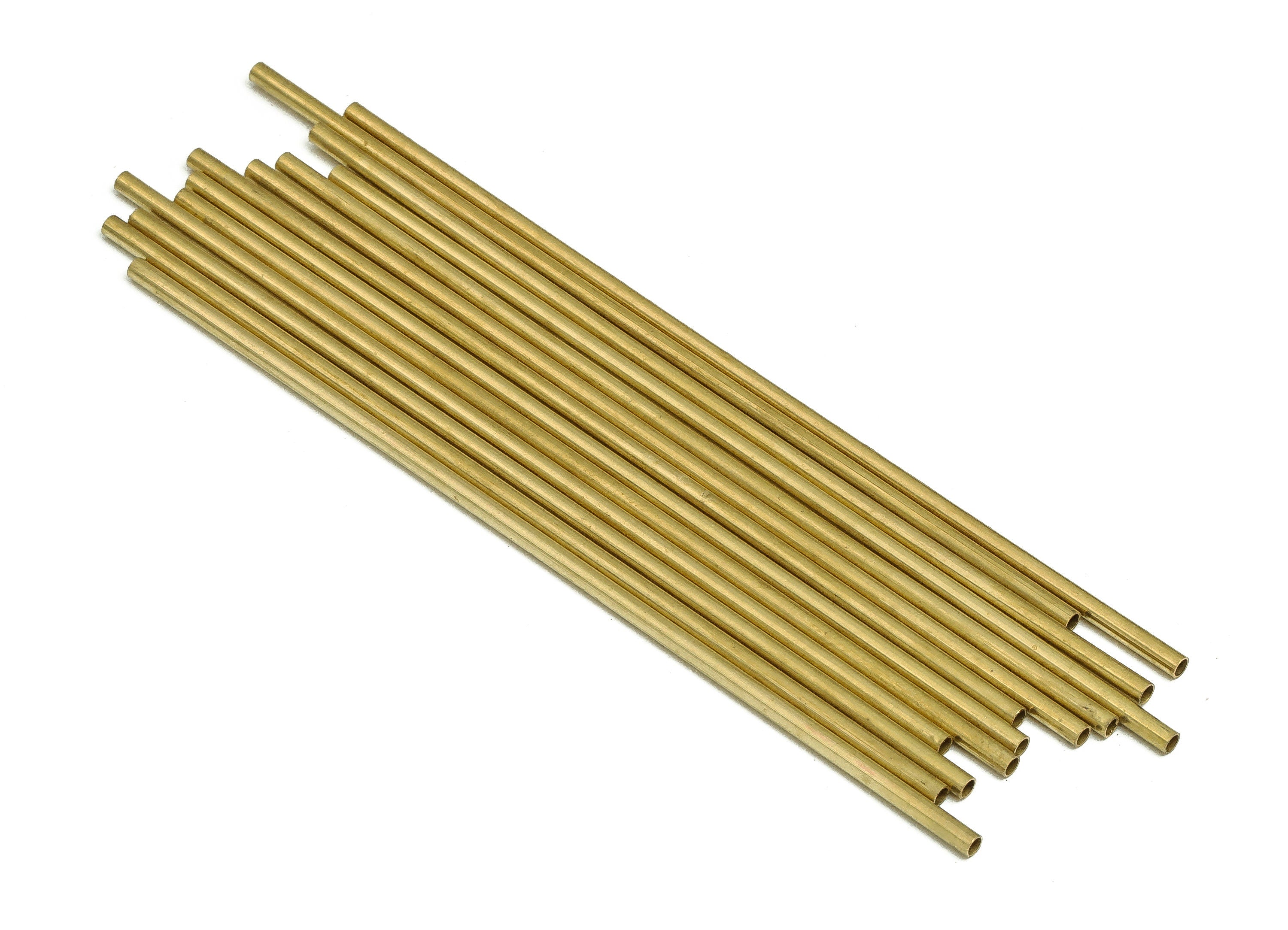 Round Brass Himmeli Tubes - Raw Brass Himmeli DIY Tube Beads - Circle Pipes for Geometric Shapes - For Air Plants -2x0.2x90mm- PP4568-90 - DOMEDBAZAAR