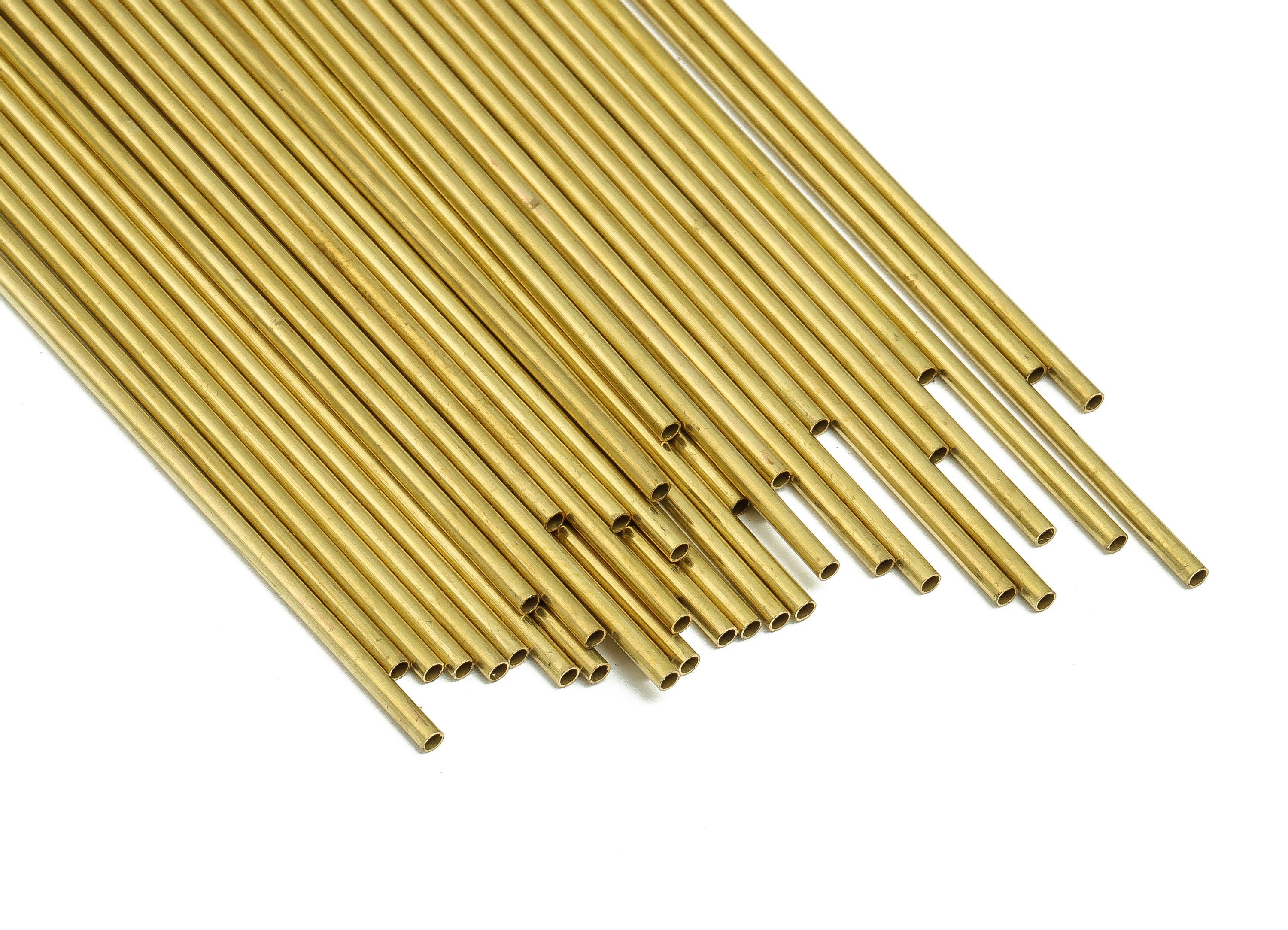 Round Brass Himmeli Tubes - Raw Brass Himmeli DIY Tube Beads - Circle Pipes for Geometric Shapes - For Air Plants -2x0.2x90mm- PP4568-90 - DOMEDBAZAAR