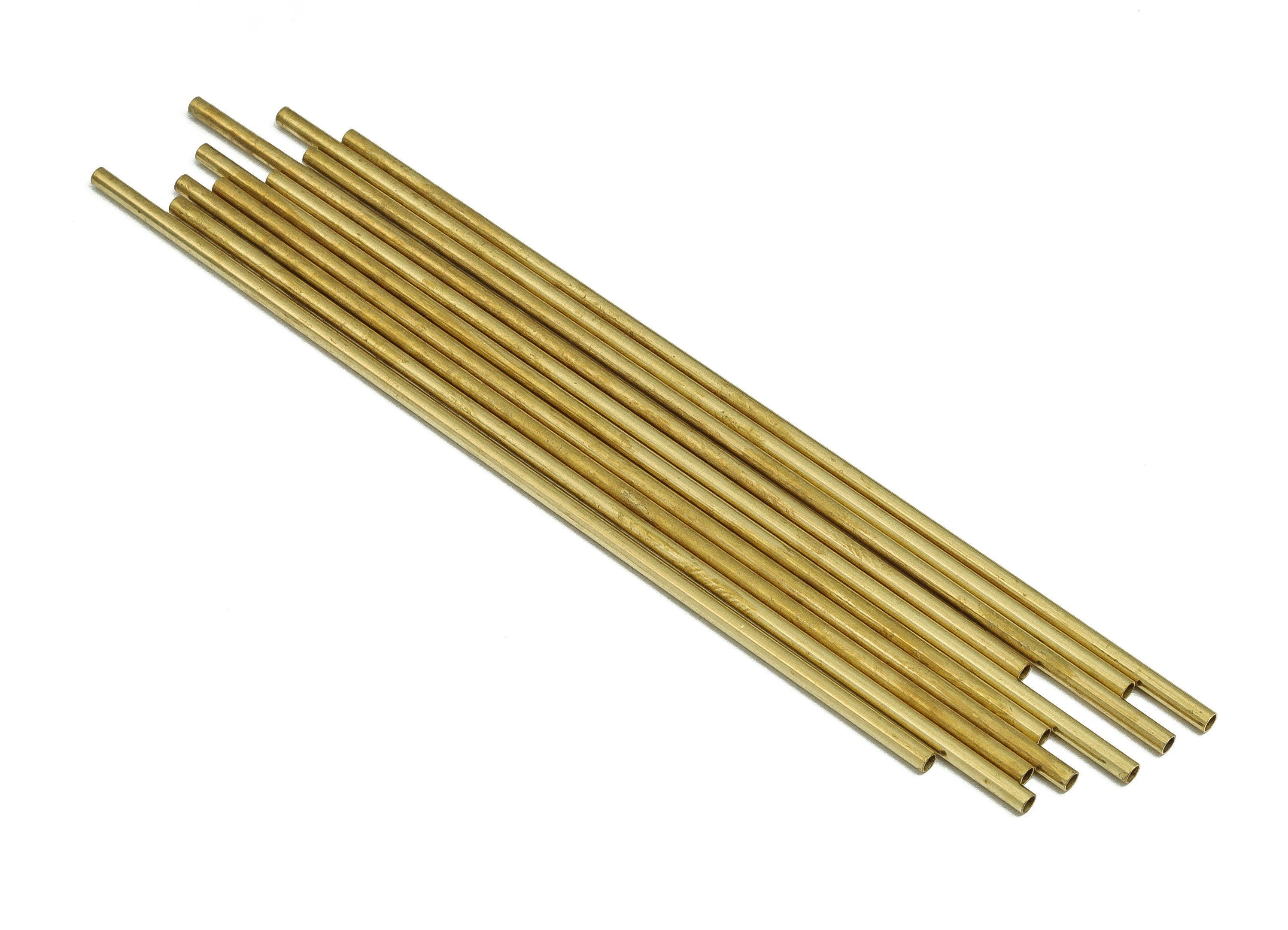 Round Brass Himmeli Tubes - Raw Brass Himmeli DIY Tube Beads - Circle Pipes for Geometric Shapes - For Air Plants -2x0.2x100mm- PP4568-100 - DOMEDBAZAAR