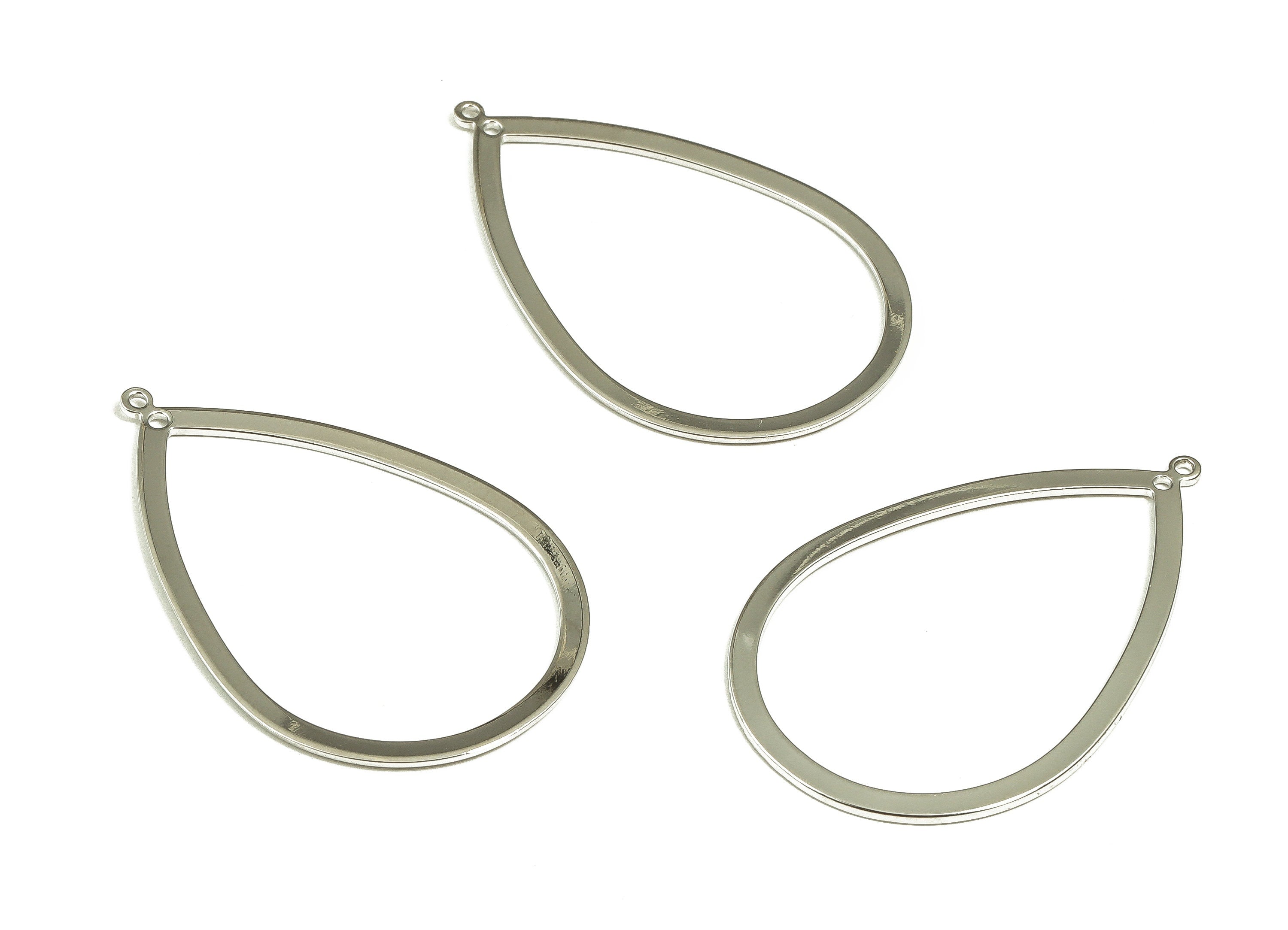 Brass Drop Connector - Brass Drop Earring Charms - Silver Tone Plated Brass - Jewelry Making Supplies - 43.05x27.71x0.83mm - PP2086S - DOMEDBAZAAR