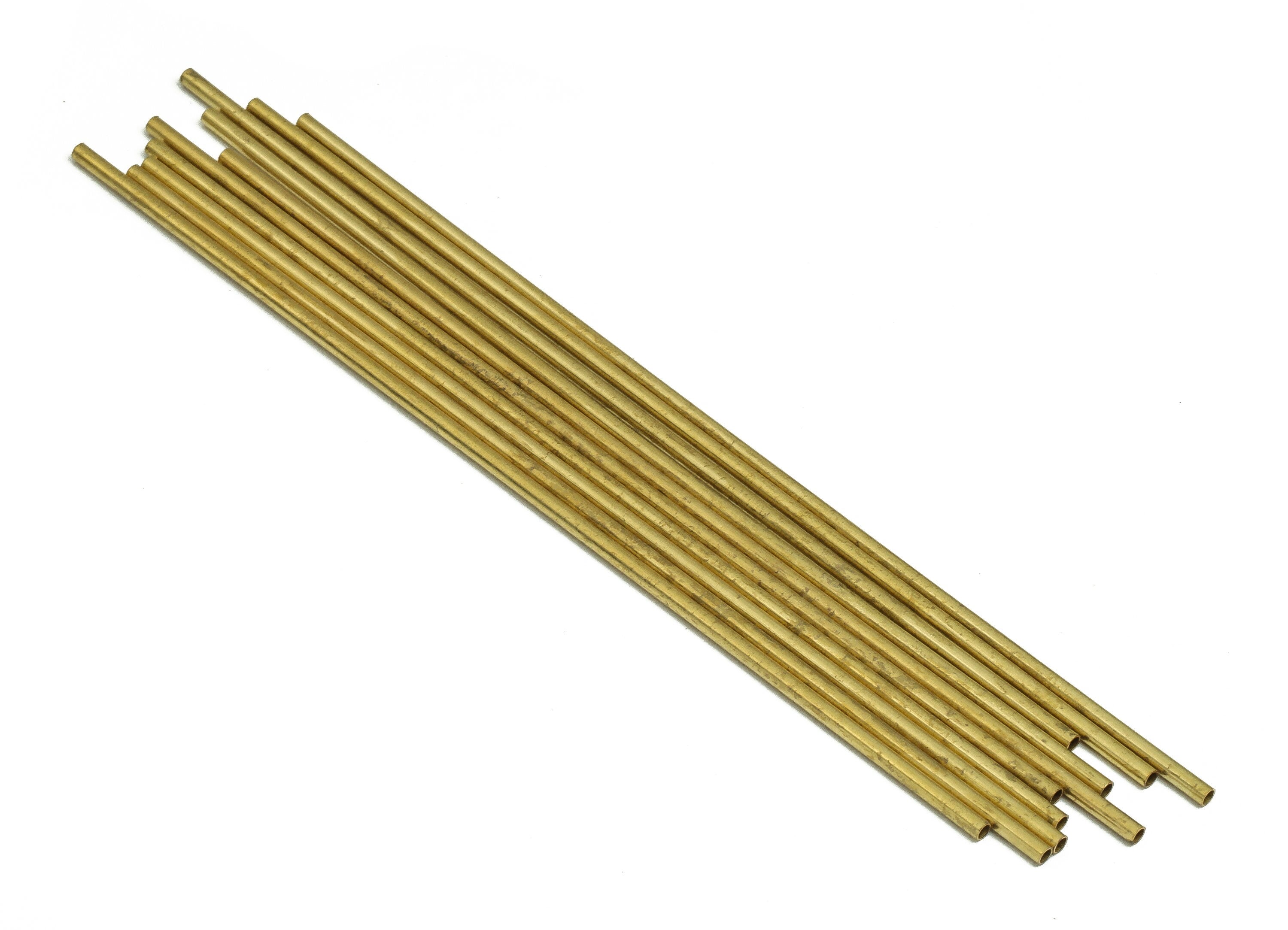 Round Brass Himmeli Tubes - Raw Brass Himmeli DIY Tube Beads - Circle Pipes for Geometric Shapes - For Air Plants -2x0.2x120mm- PP4568-120 - DOMEDBAZAAR
