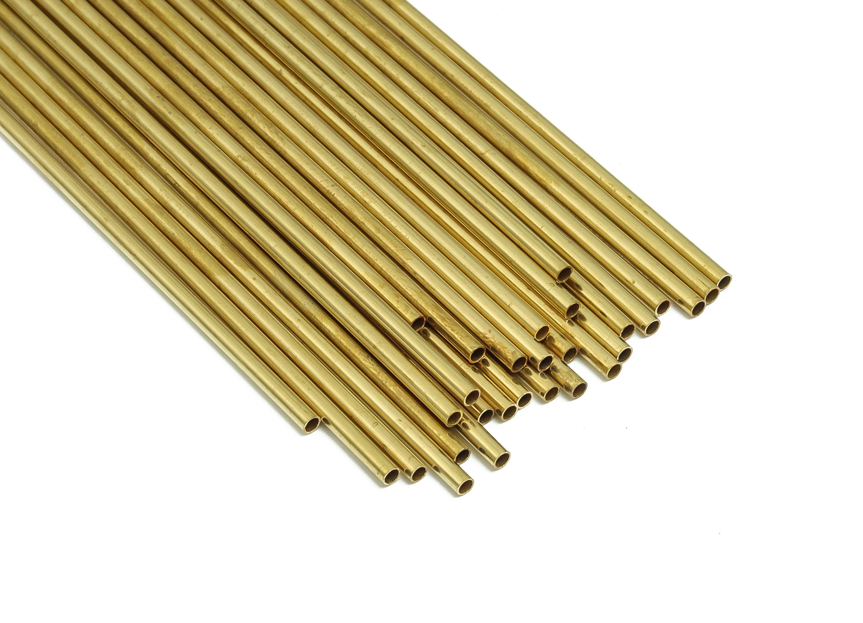 Round Brass Himmeli Tubes - Raw Brass Himmeli DIY Tube Beads - Circle Pipes for Geometric Shapes - For Air Plants -2x0.2x150mm- PP4568-150 - DOMEDBAZAAR