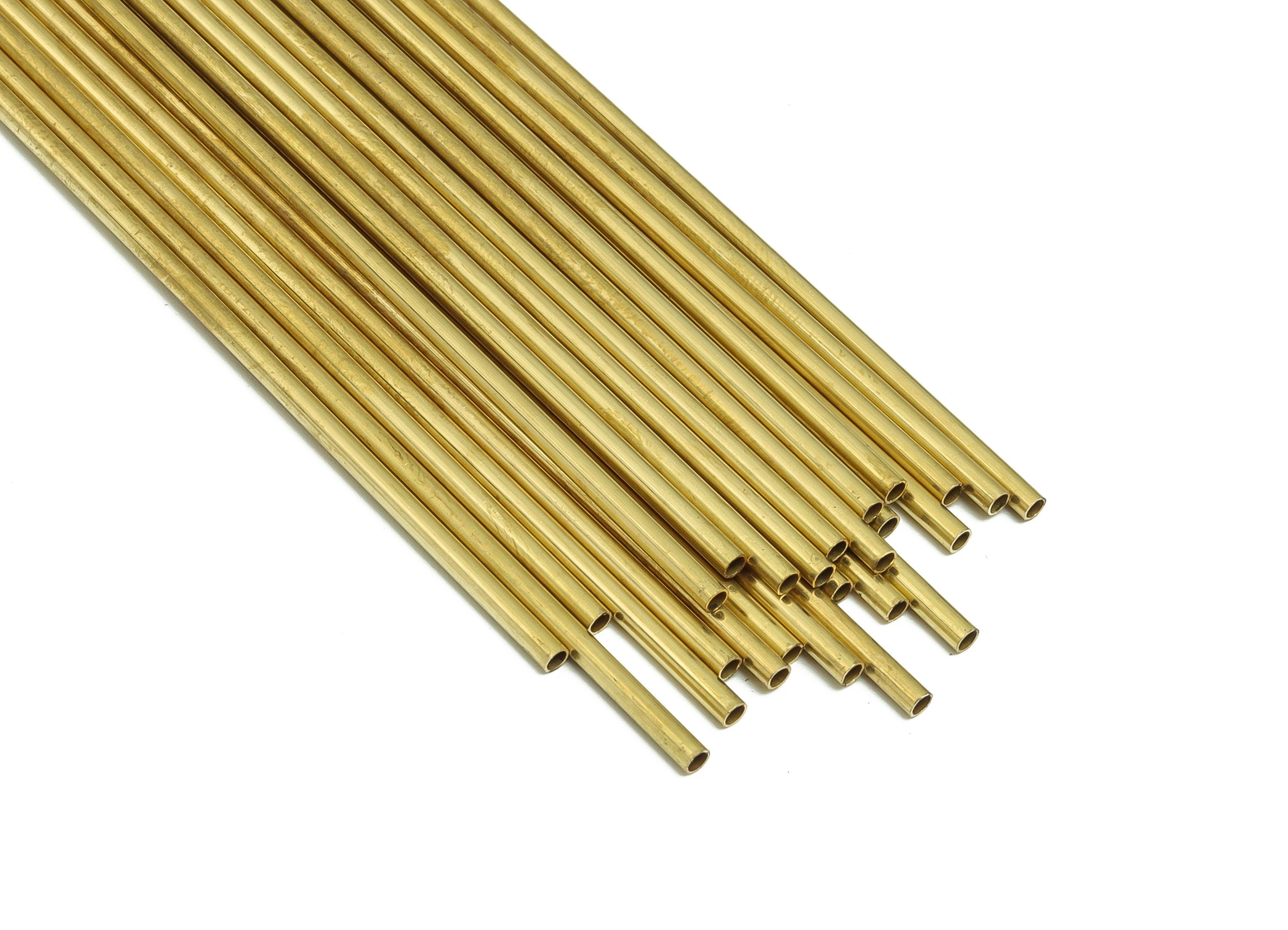 Round Brass Himmeli Tubes - Raw Brass Himmeli DIY Tube Beads - Circle Pipes for Geometric Shapes - For Air Plants -2x0.2x160mm- PP4568-160 - DOMEDBAZAAR