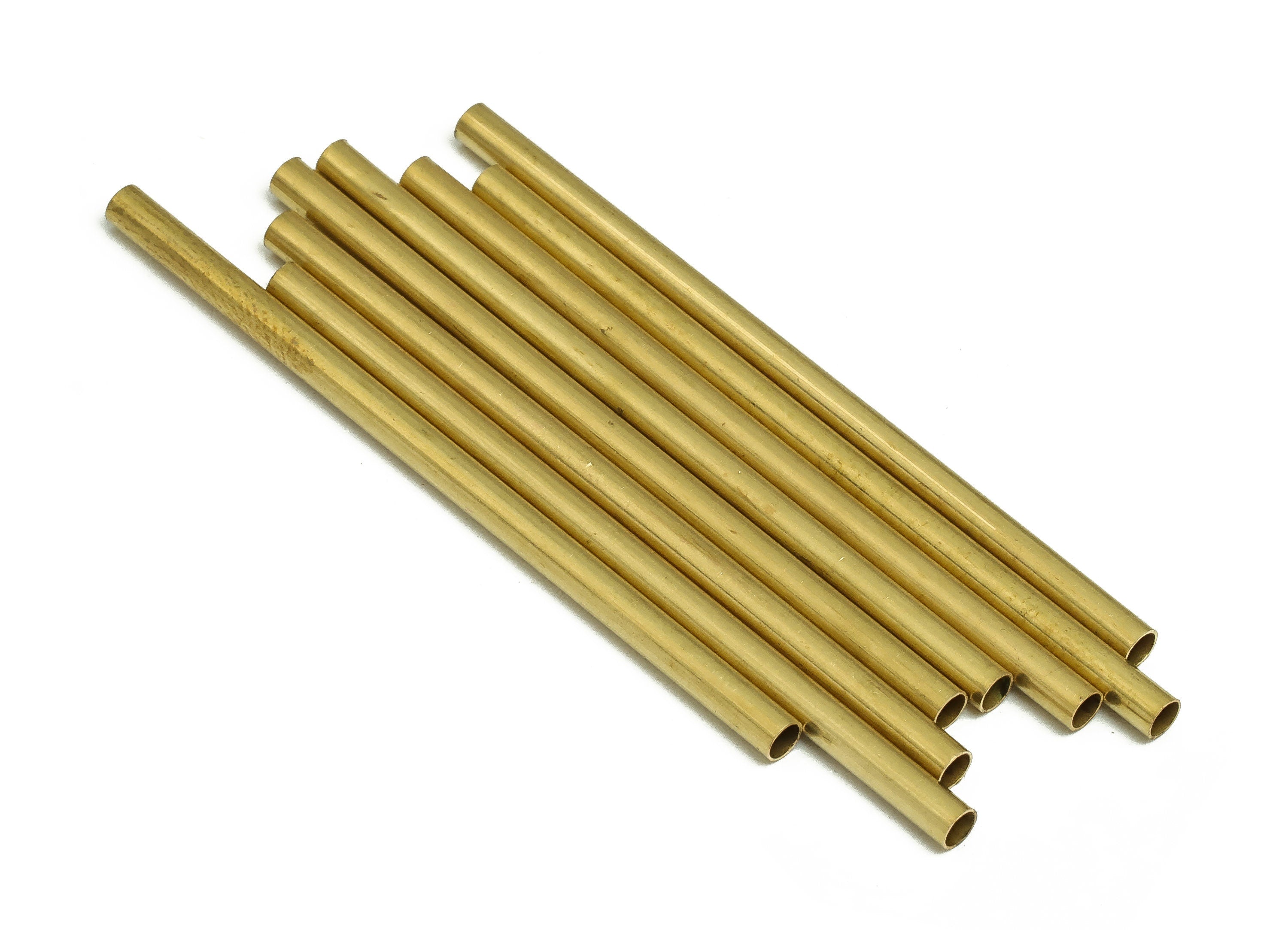 Round Brass Himmeli Tubes - Raw Brass Himmeli DIY Tube Beads - Circle Pipes for Geometric Shapes - For Air Plants -2.5x0.2x50mm- PP4569-50 - DOMEDBAZAAR