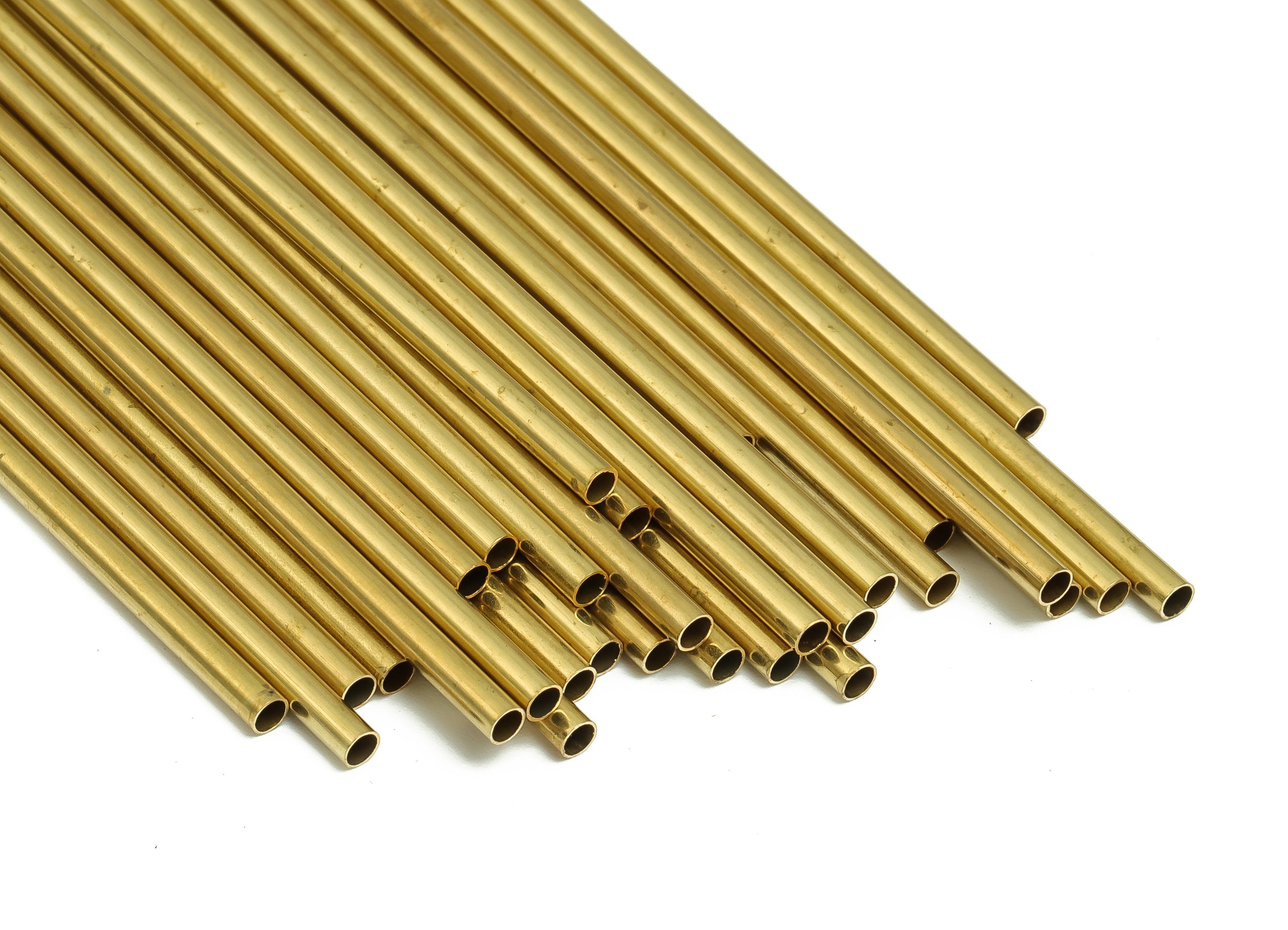 Round Brass Himmeli Tubes - Raw Brass Himmeli DIY Tube Beads - Circle Pipes for Geometric Shapes - For Air Plants -2.5x0.2x70mm- PP4569-70 - DOMEDBAZAAR