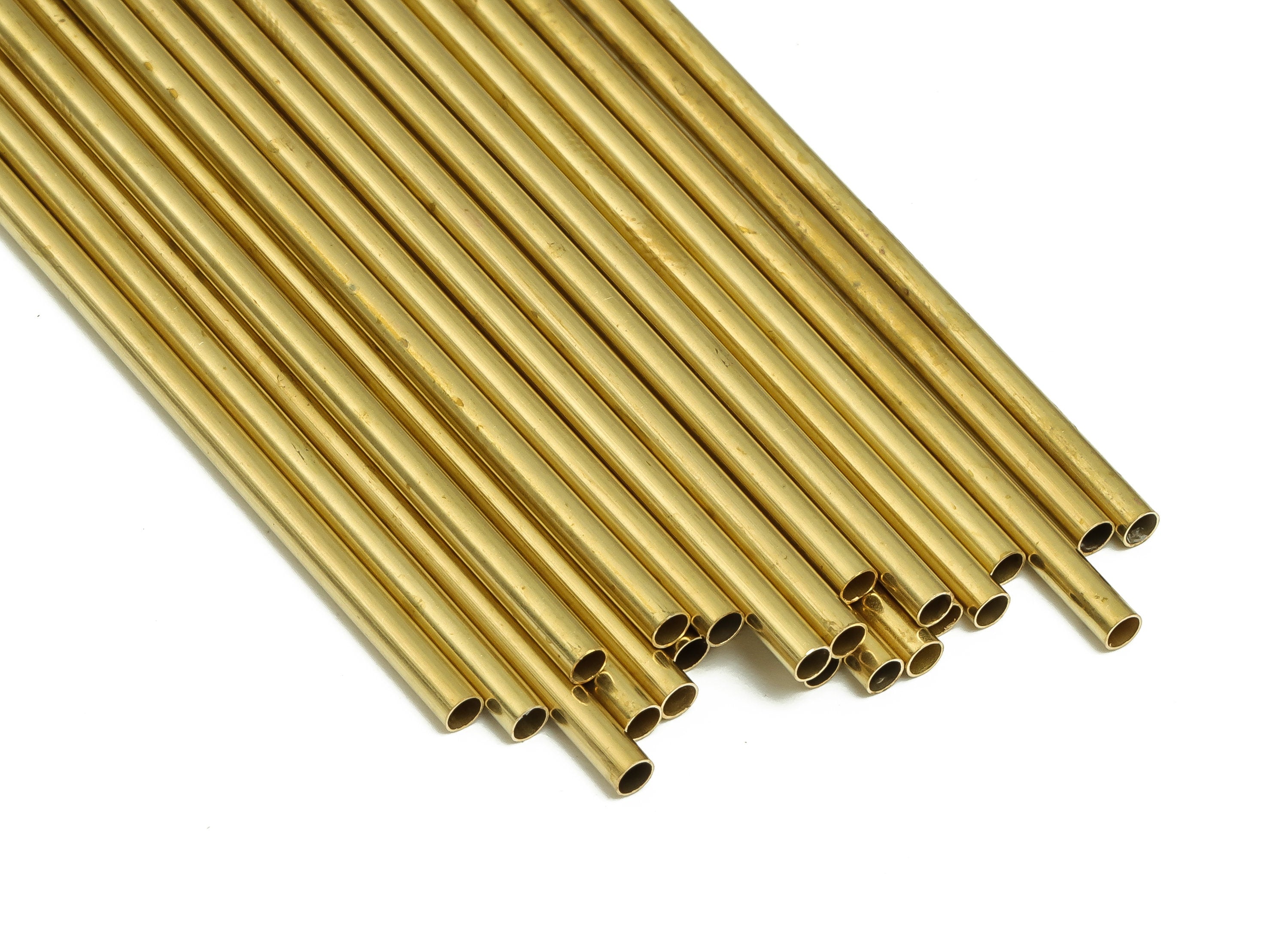 Round Brass Himmeli Tubes - Raw Brass Himmeli DIY Tube Beads - Circle Pipes for Geometric Shapes - For Air Plants -2.5x0.2x80mm- PP4569-80 - DOMEDBAZAAR