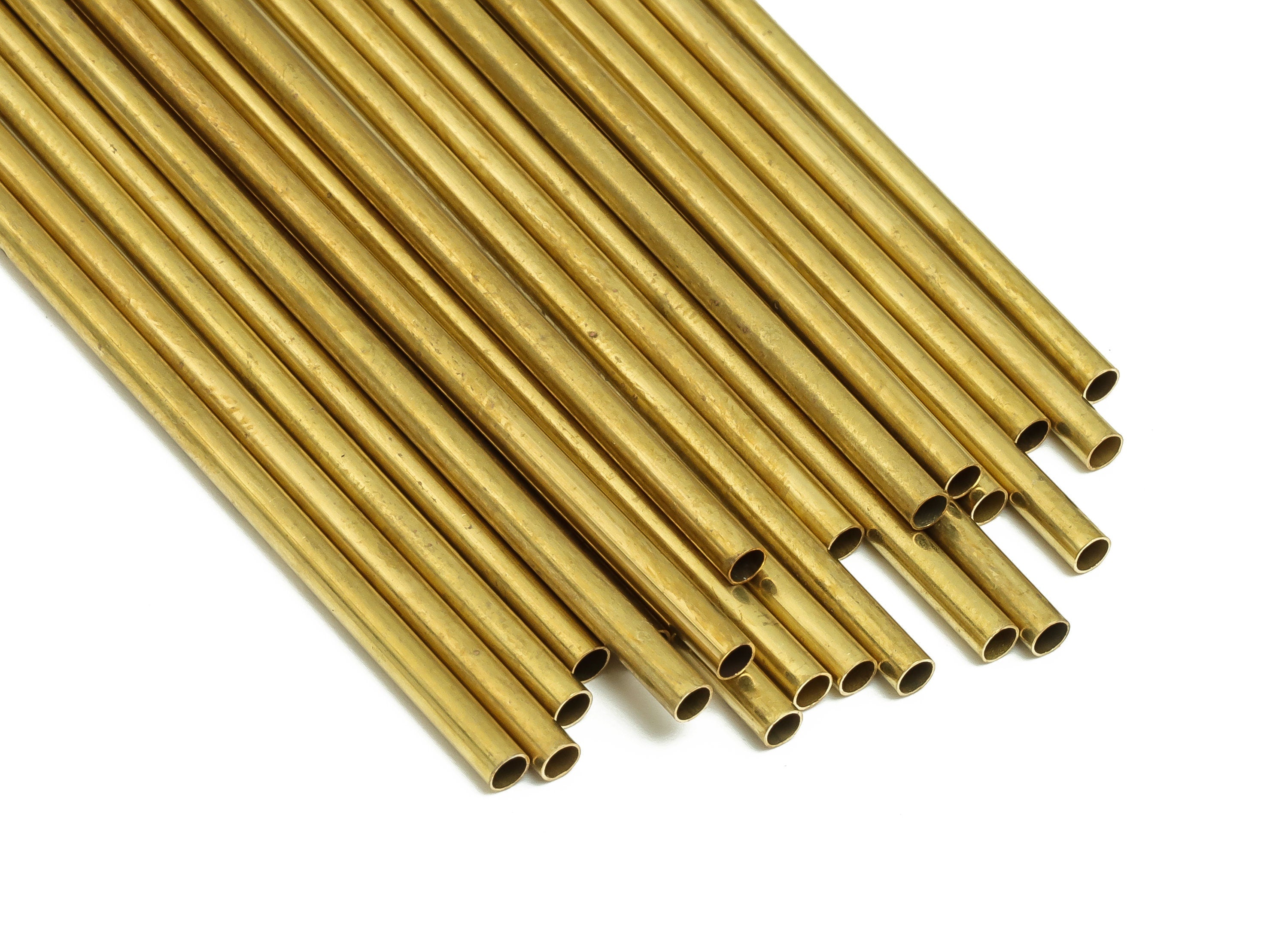 Round Brass Himmeli Tubes - Raw Brass Himmeli DIY Tube Beads - Circle Pipes for Geometric Shapes - For Air Plants -2.5x0.2x100mm- PP4569-100 - DOMEDBAZAAR