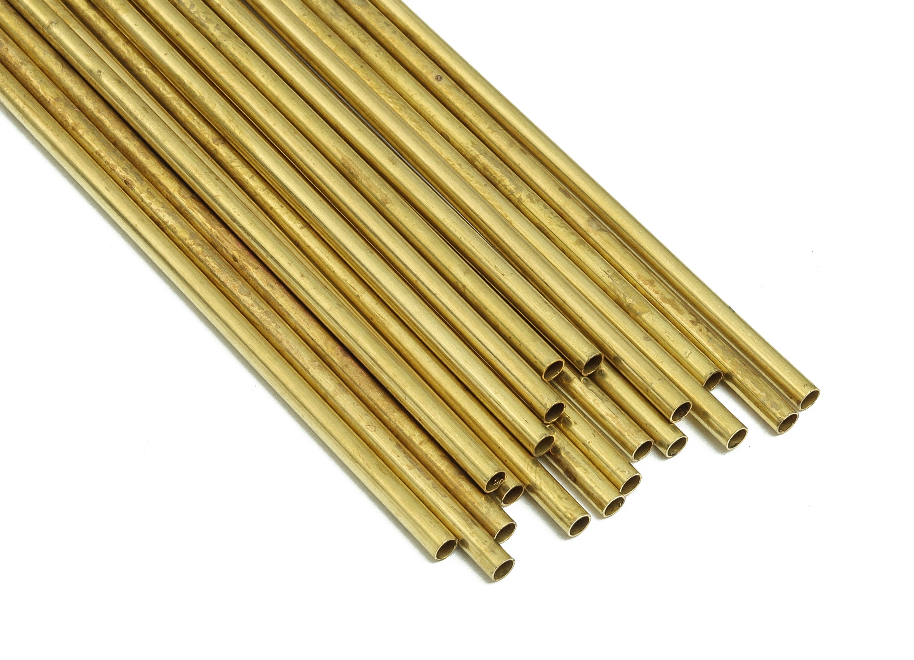 Round Brass Himmeli Tubes - Raw Brass Himmeli DIY Tube Beads - Circle Pipes for Geometric Shapes - For Air Plants -2.5x0.2x160mm- PP4569-160 - DOMEDBAZAAR