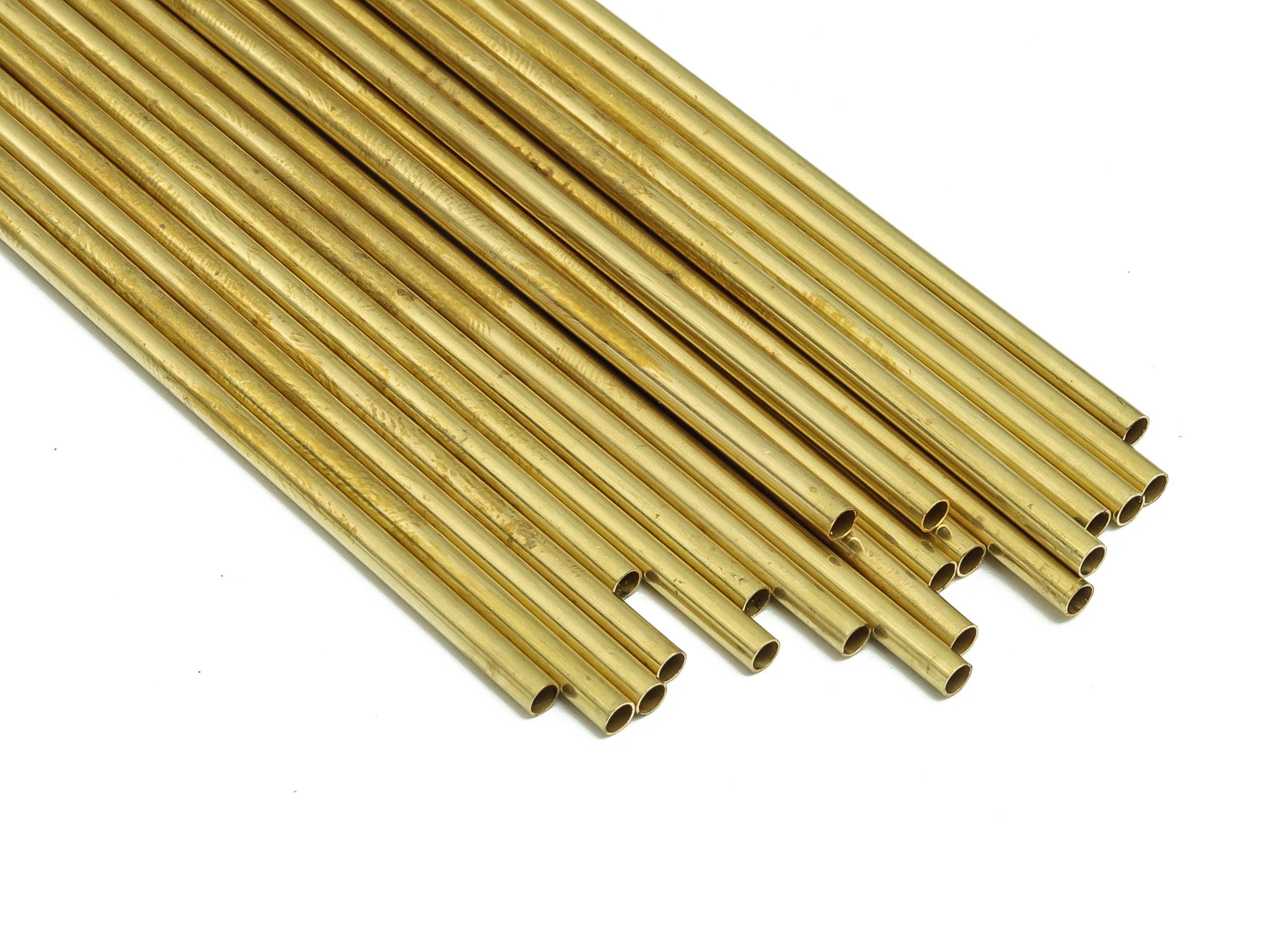 Round Brass Himmeli Tubes - Raw Brass Himmeli DIY Tube Beads - Circle Pipes for Geometric Shapes - For Air Plants -2.5x0.2x170mm- PP4569-170 - DOMEDBAZAAR