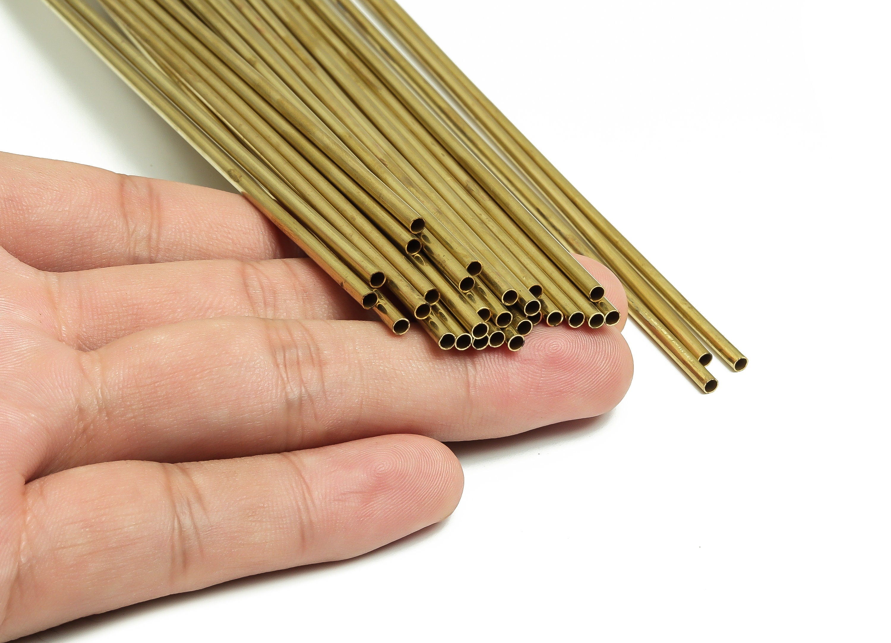 Round Brass Himmeli Tubes - Raw Brass Himmeli DIY Tube Beads - Circle Pipes for Geometric Shapes - For Air Plants -2.5x0.2x275mm- PP4569-275 - DOMEDBAZAAR