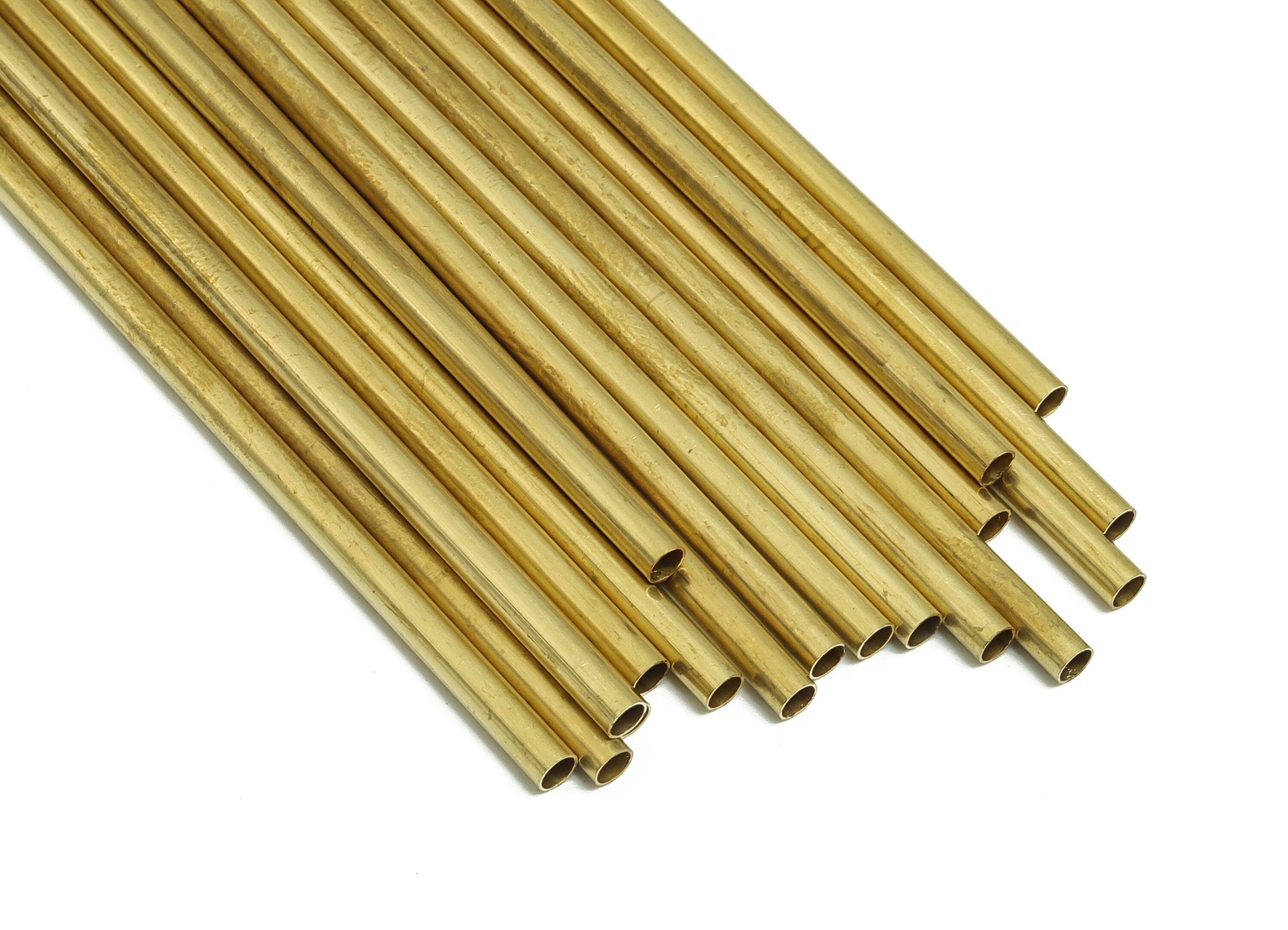 Round Brass Himmeli Tubes - Raw Brass Himmeli DIY Tube Beads - Circle Pipes for Geometric Shapes - For Air Plants -3x0.2x120mm- PP4570-120 - DOMEDBAZAAR