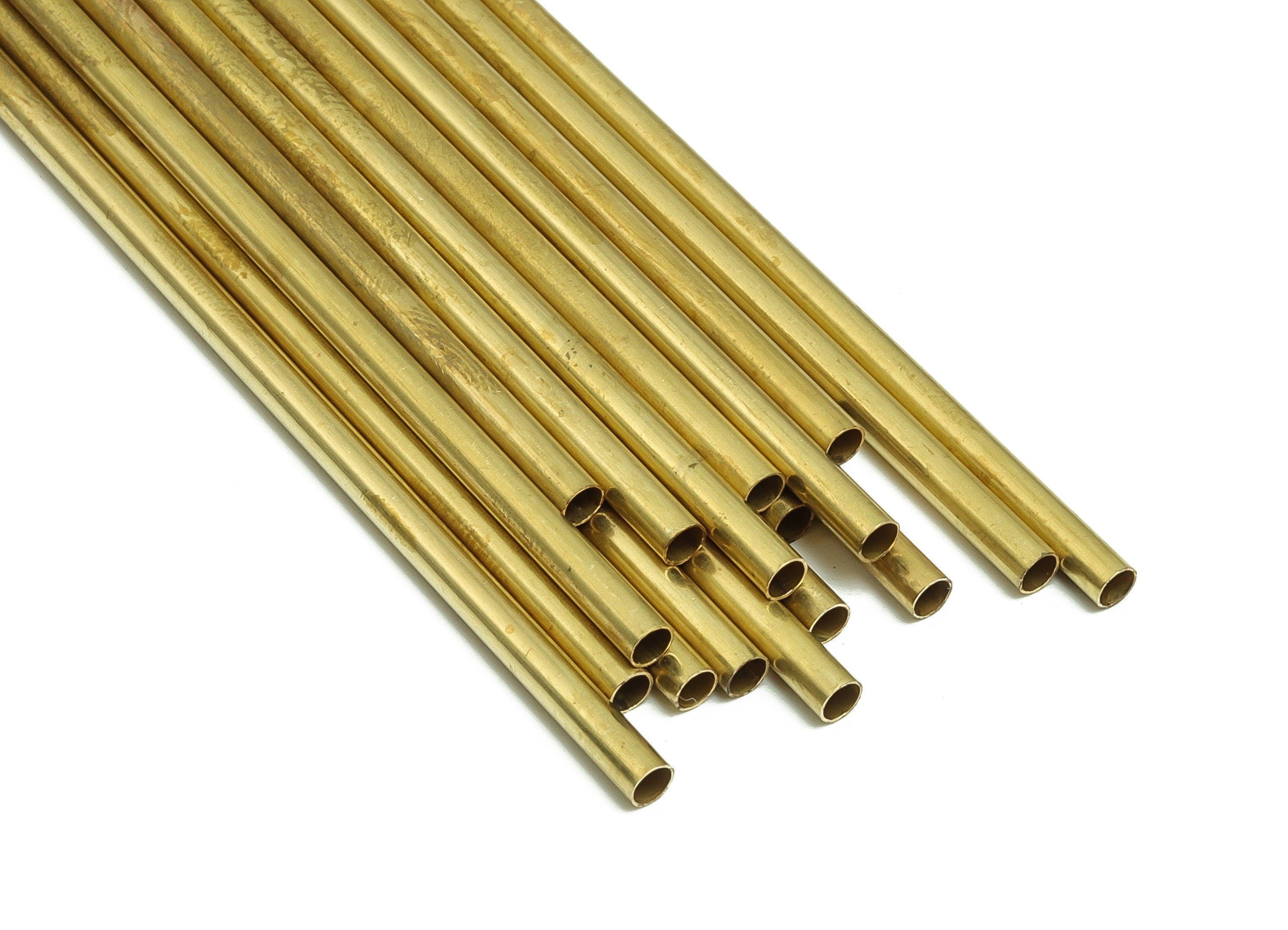 Round Brass Himmeli Tubes - Raw Brass Himmeli DIY Tube Beads - Circle Pipes for Geometric Shapes - For Air Plants -3x0.2x140mm- PP4570-140 - DOMEDBAZAAR