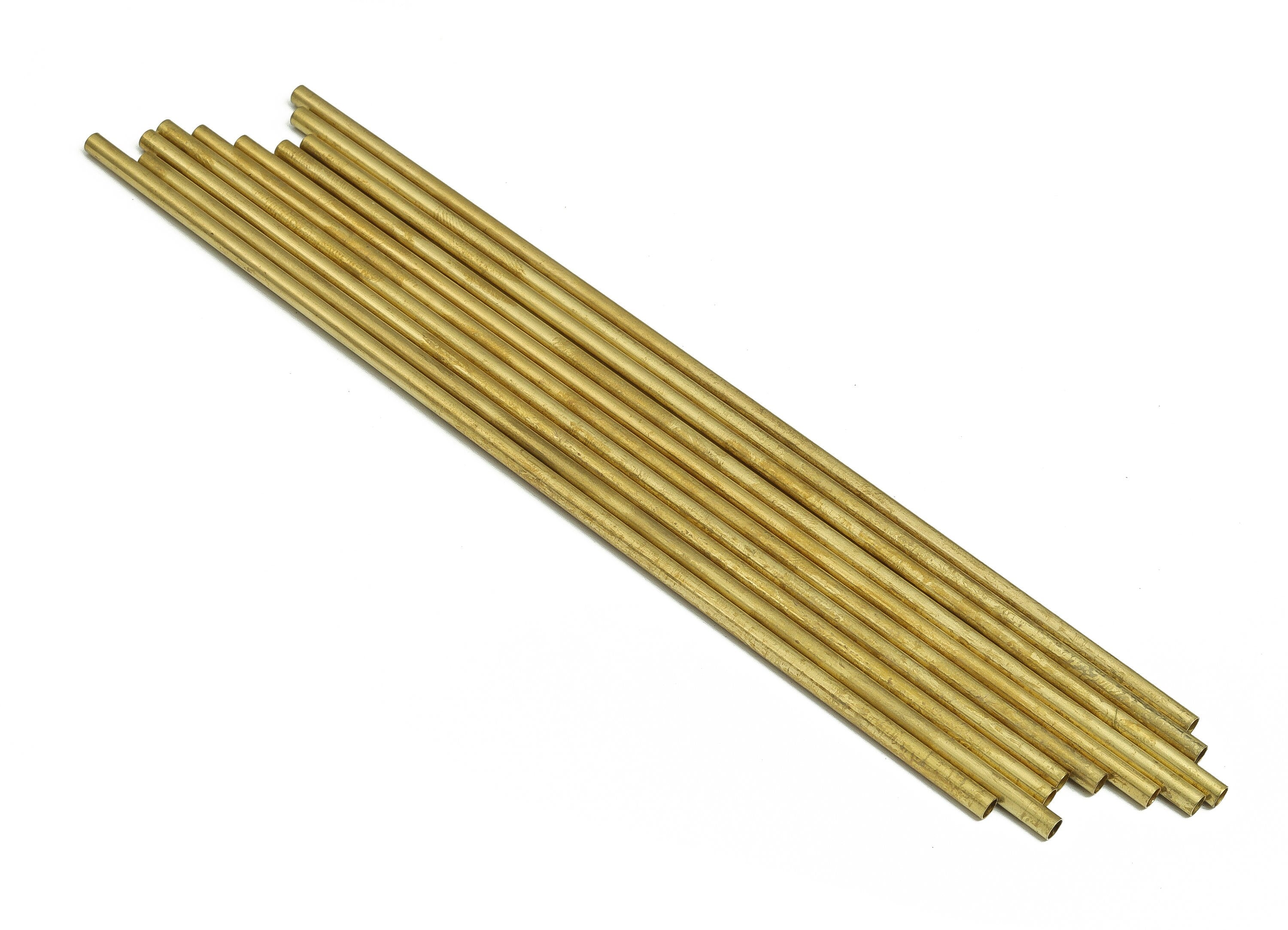 Round Brass Himmeli Tubes - Raw Brass Himmeli DIY Tube Beads - Circle Pipes for Geometric Shapes - For Air Plants -3x0.2x150mm- PP4570-150 - DOMEDBAZAAR