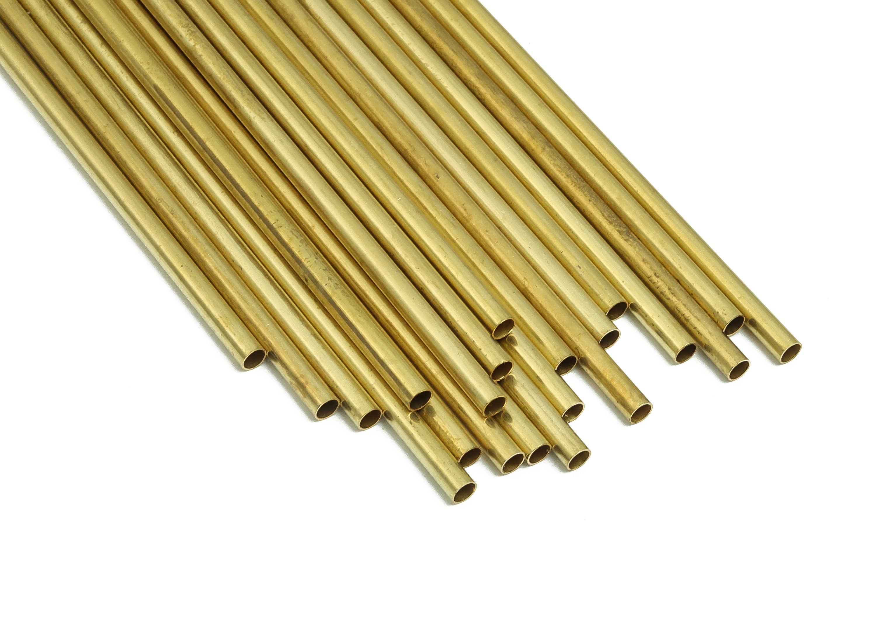 Round Brass Himmeli Tubes - Raw Brass Himmeli DIY Tube Beads - Circle Pipes for Geometric Shapes - For Air Plants -3x0.2x200mm- PP4570-200 - DOMEDBAZAAR