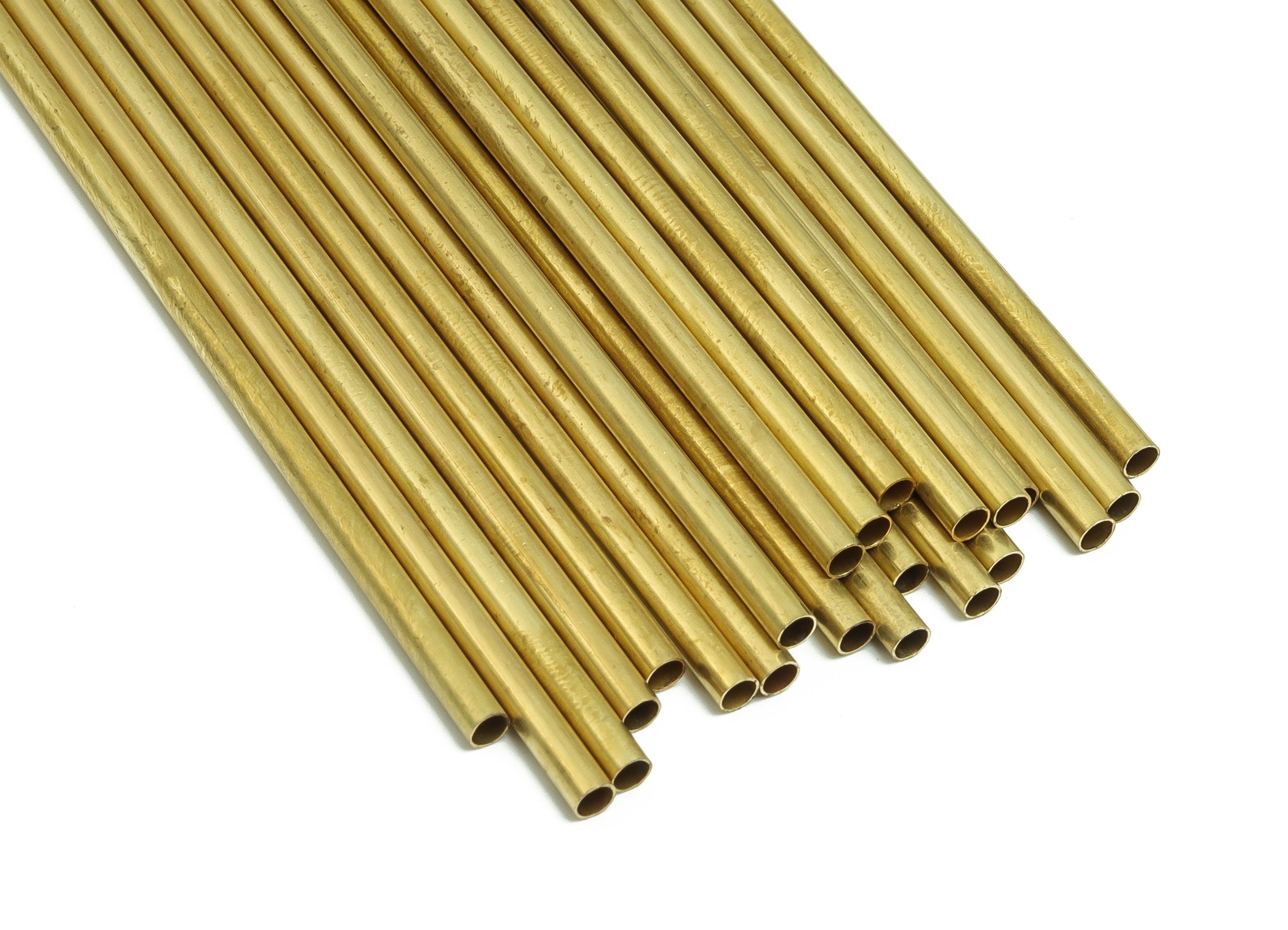 Round Brass Himmeli Tubes - Raw Brass Himmeli DIY Tube Beads - Circle Pipes for Geometric Shapes - For Air Plants -3x0.2x225mm- PP4570-225 - DOMEDBAZAAR