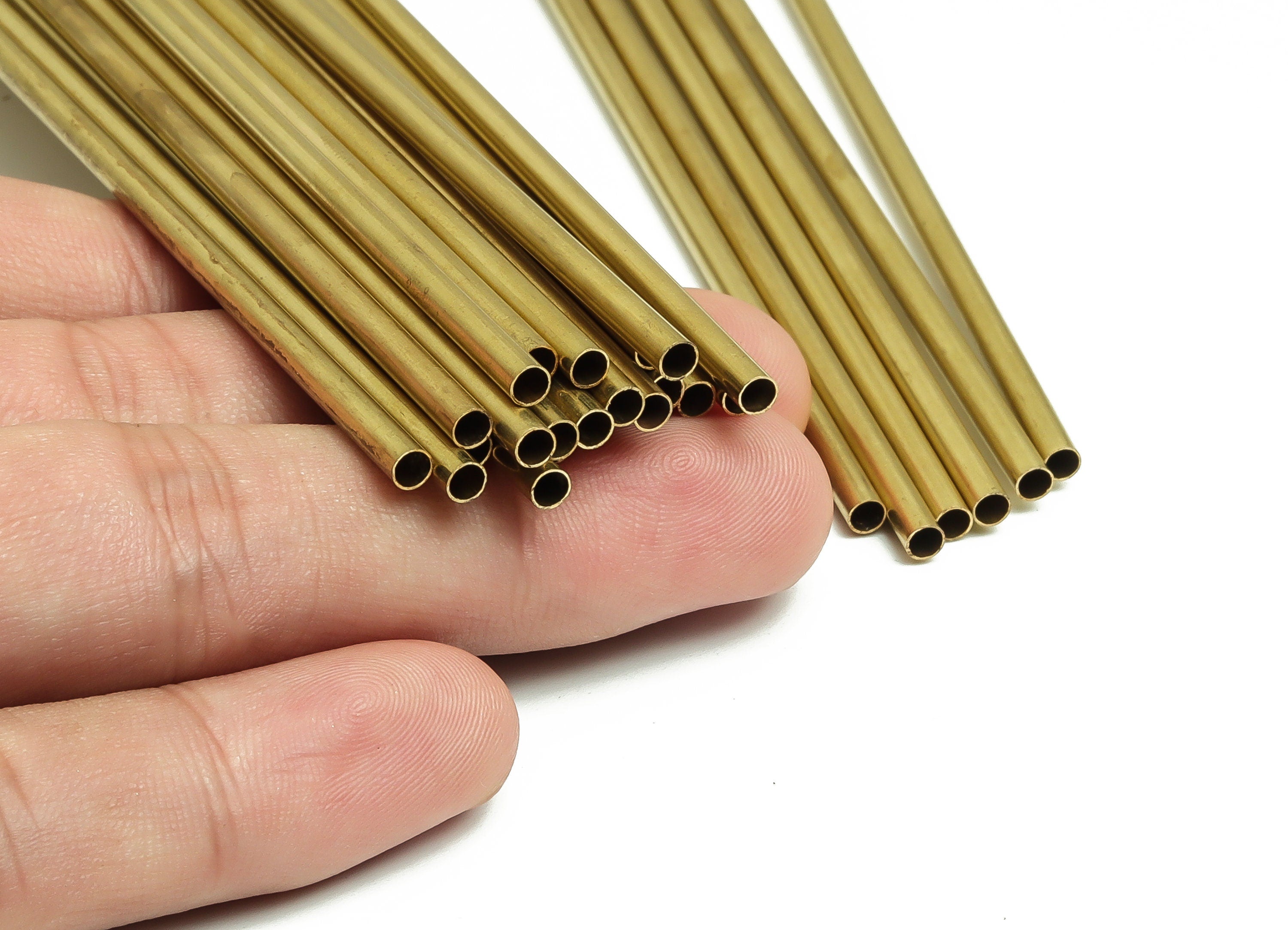 Round Brass Himmeli Tubes - Raw Brass Himmeli DIY Tube Beads - Circle Pipes for Geometric Shapes - For Air Plants -3x0.2x300mm- PP4570-300 - DOMEDBAZAAR