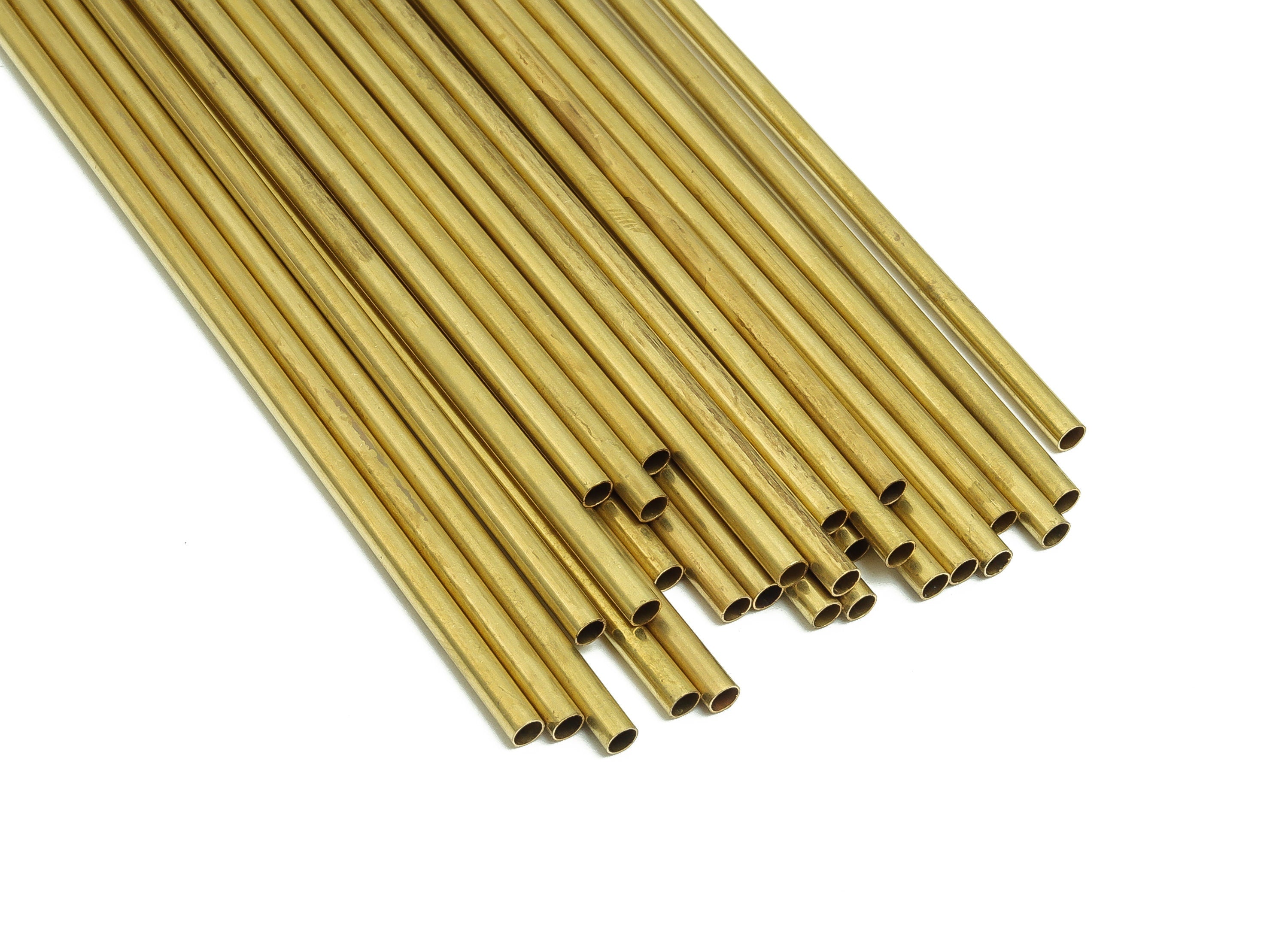 Round Brass Himmeli Tubes - Raw Brass Himmeli DIY Tube Beads - Circle Pipes for Geometric Shapes - For Air Plants -3x0.2x300mm- PP4570-300 - DOMEDBAZAAR