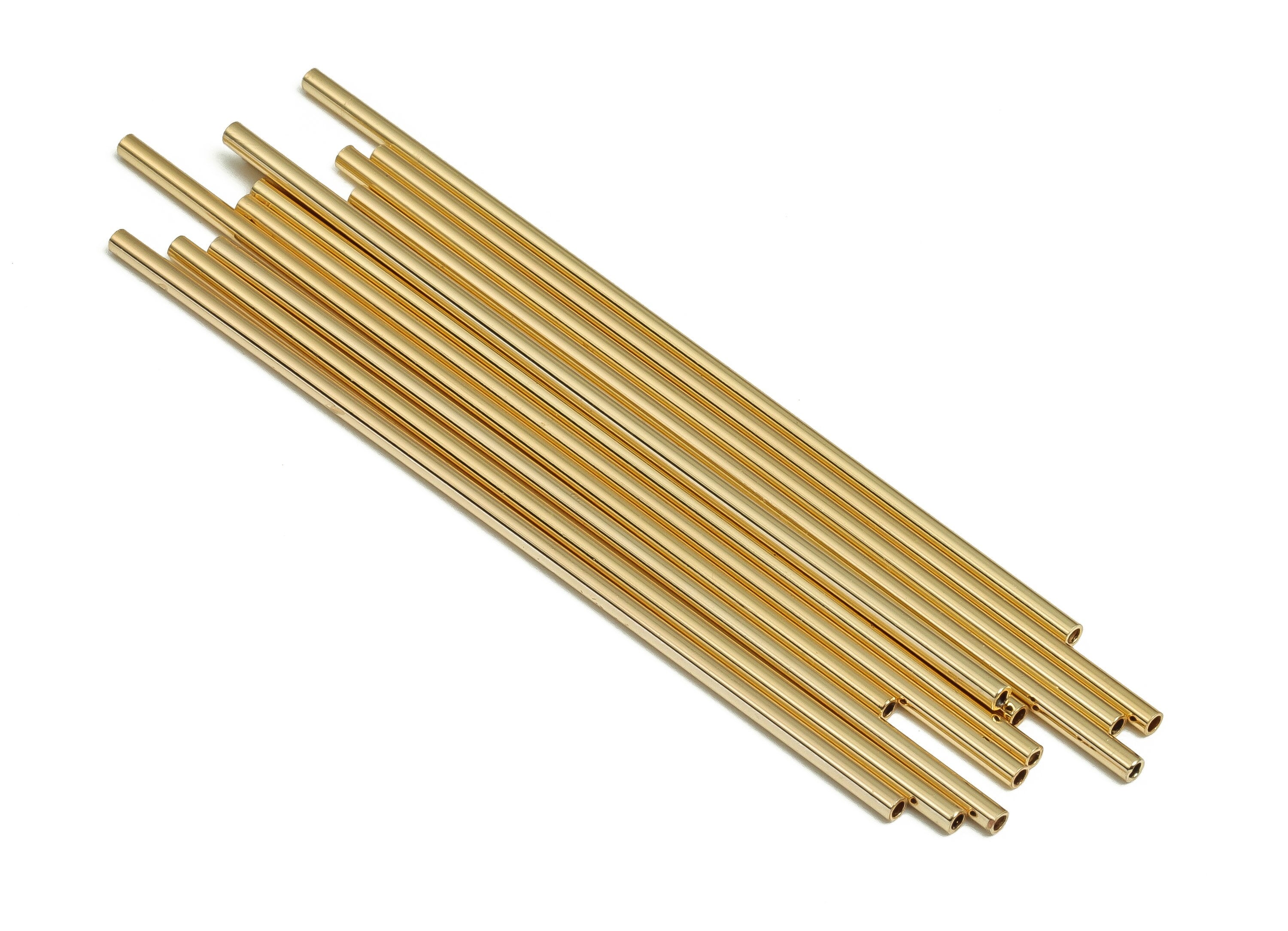 Brass Himmeli Tubes - Brass Himmeli DIY Tube Beads - Geometric Shapes - For Air Plants - 18k Real Gold Plated Brass -1.5x0.2x60mm-RGP4047-60 - DOMEDBAZAAR