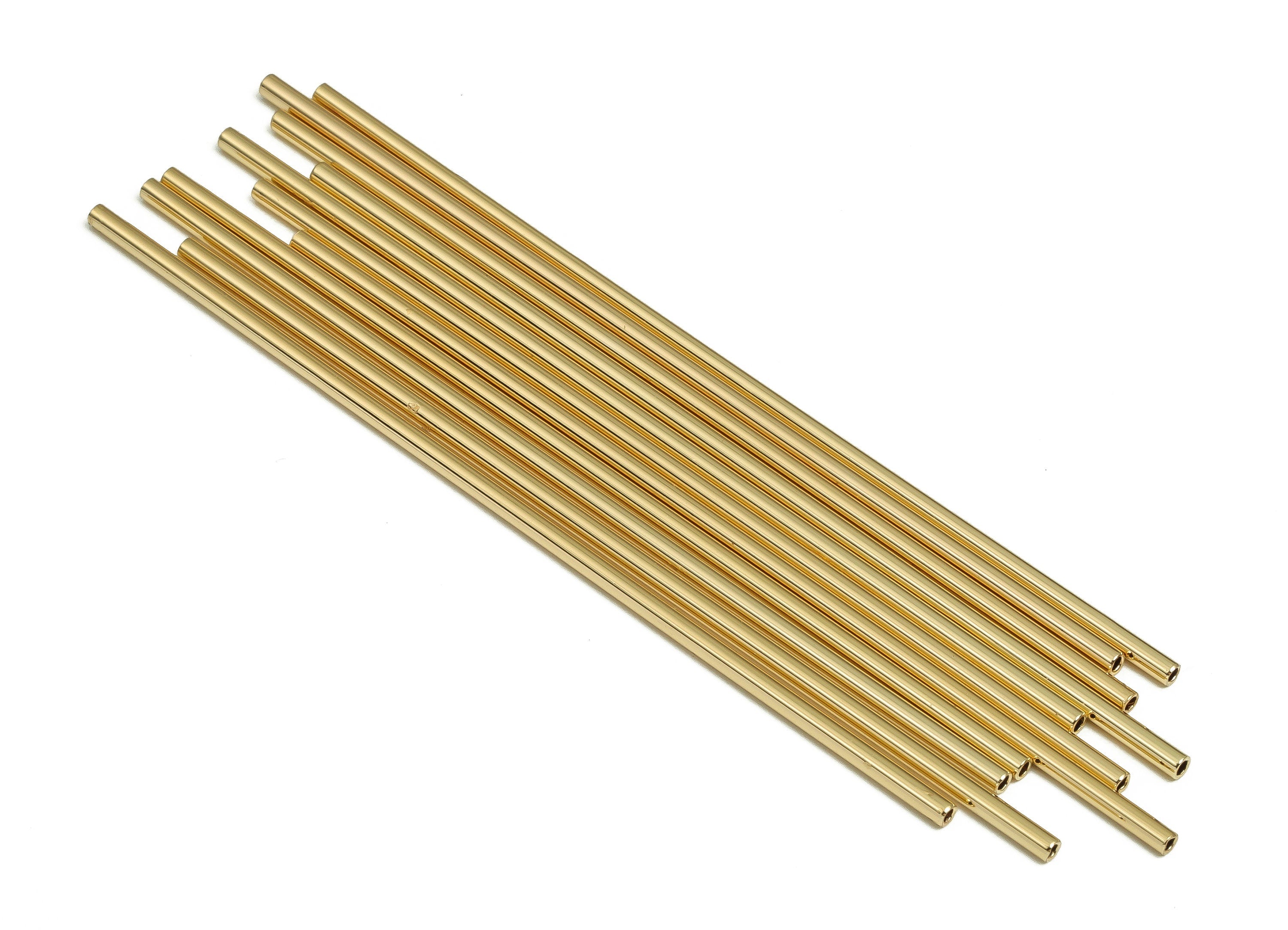 Brass Himmeli Tubes - Brass Himmeli DIY Tube Beads - Geometric Shapes - For Air Plants - 18k Real Gold Plated Brass -1.5x0.2x70mm-RGP4047-70 - DOMEDBAZAAR