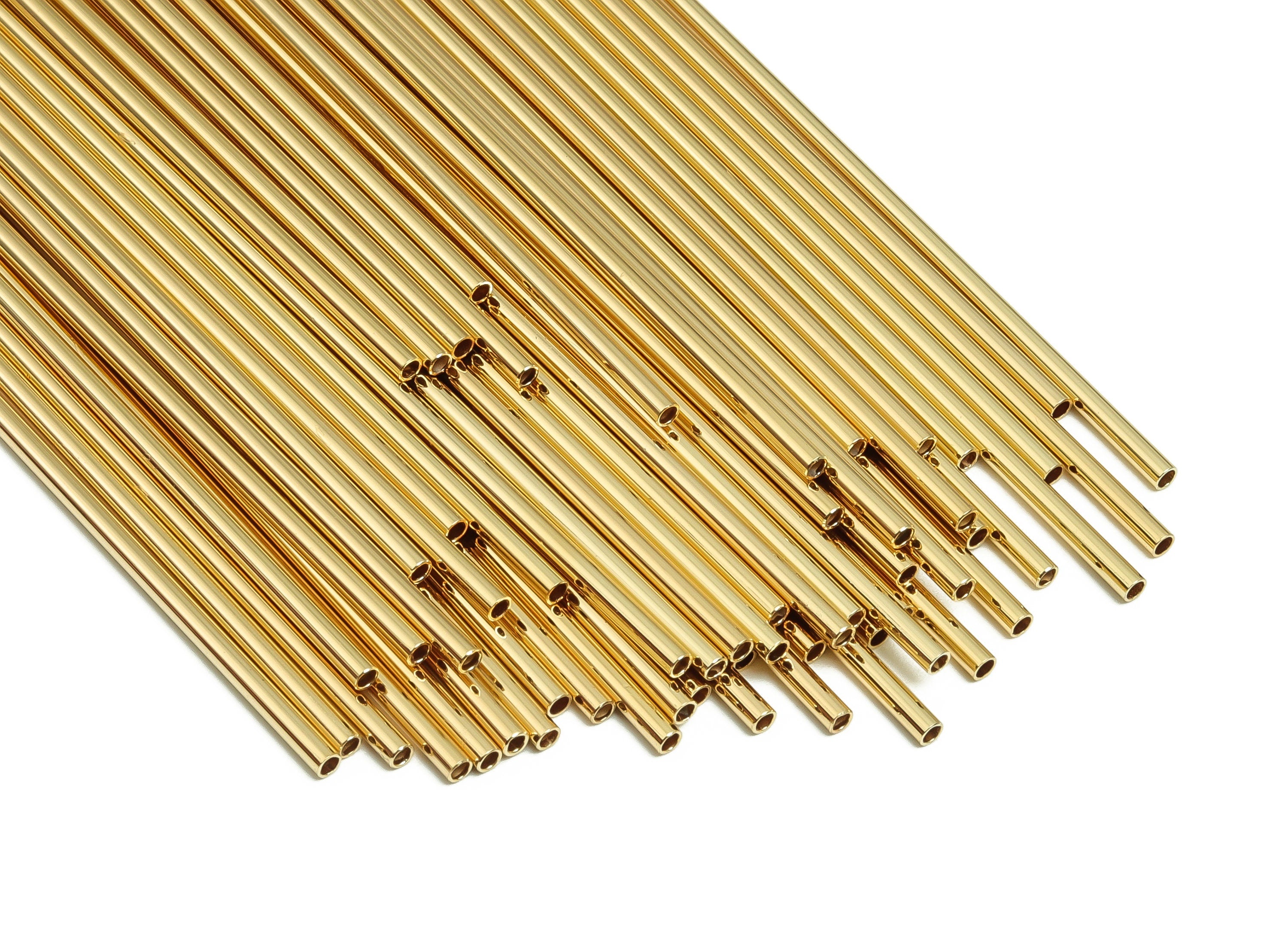 Brass Himmeli Tubes - Brass Himmeli DIY Tube Beads - Geometric Shapes - For Air Plants - 18k Real Gold Plated Brass -2x0.2x150mm-RGP4048-150 - DOMEDBAZAAR