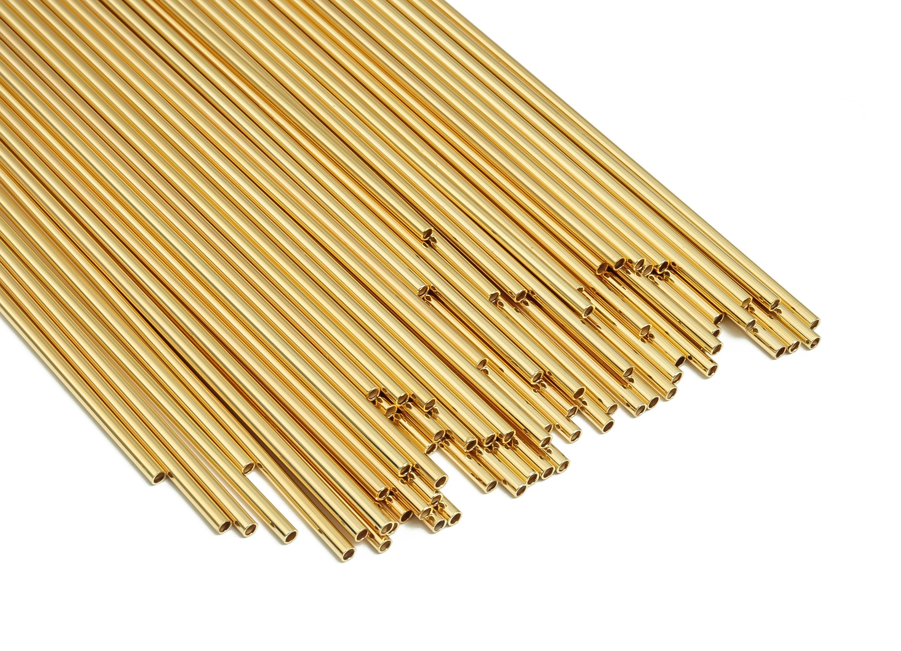 Brass Himmeli Tubes - Brass Himmeli DIY Tube Beads - Geometric Shapes - For Air Plants - 18k Real Gold Plated Brass -2x0.2x190mm-RGP4048-190 - DOMEDBAZAAR