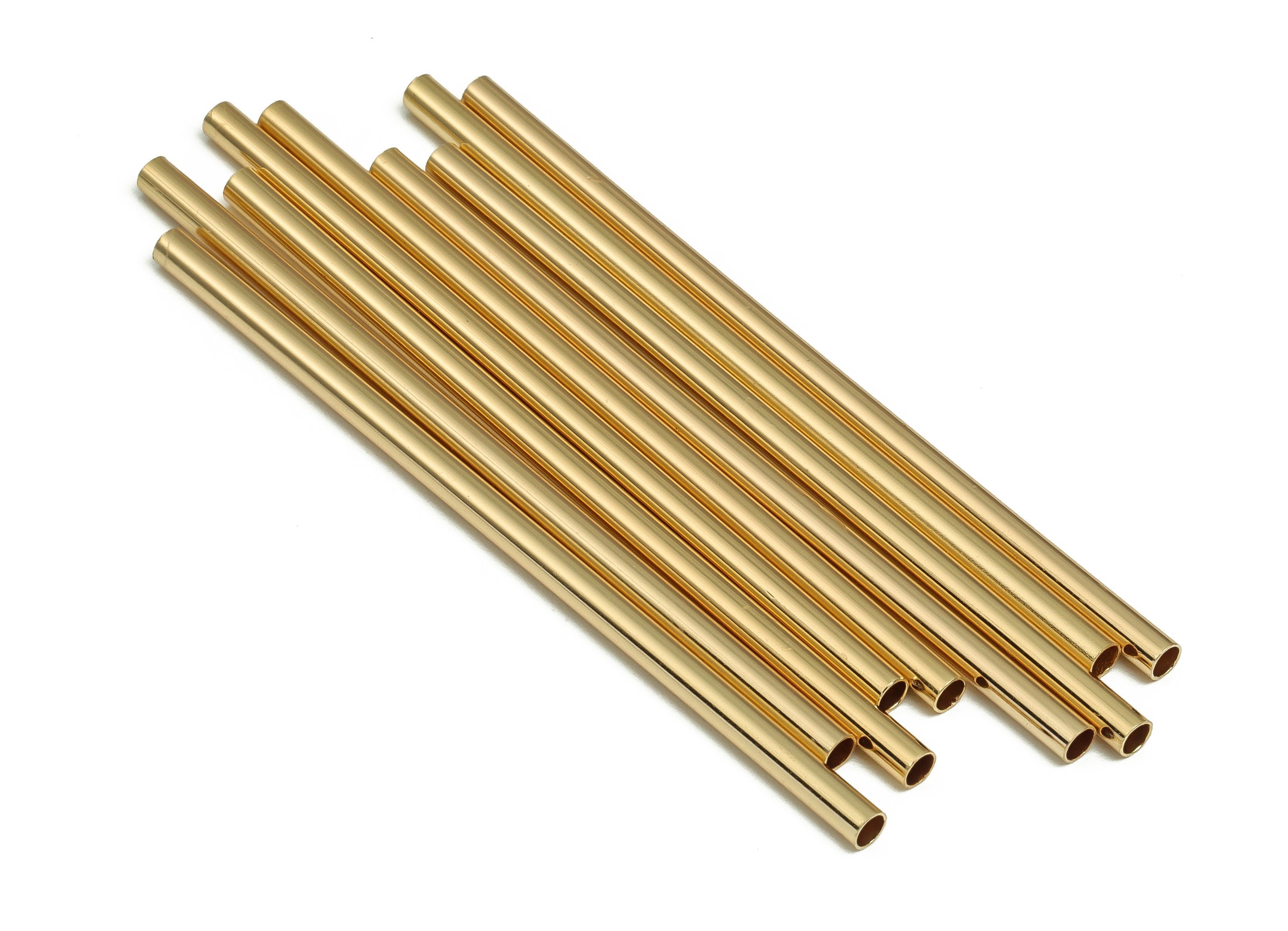 Brass Himmeli Tubes - Brass Himmeli DIY Tube Beads - Geometric Shapes - For Air Plants - 18k Real Gold Plated Brass -2.5x0.2x60mm-RGP4049-60 - DOMEDBAZAAR