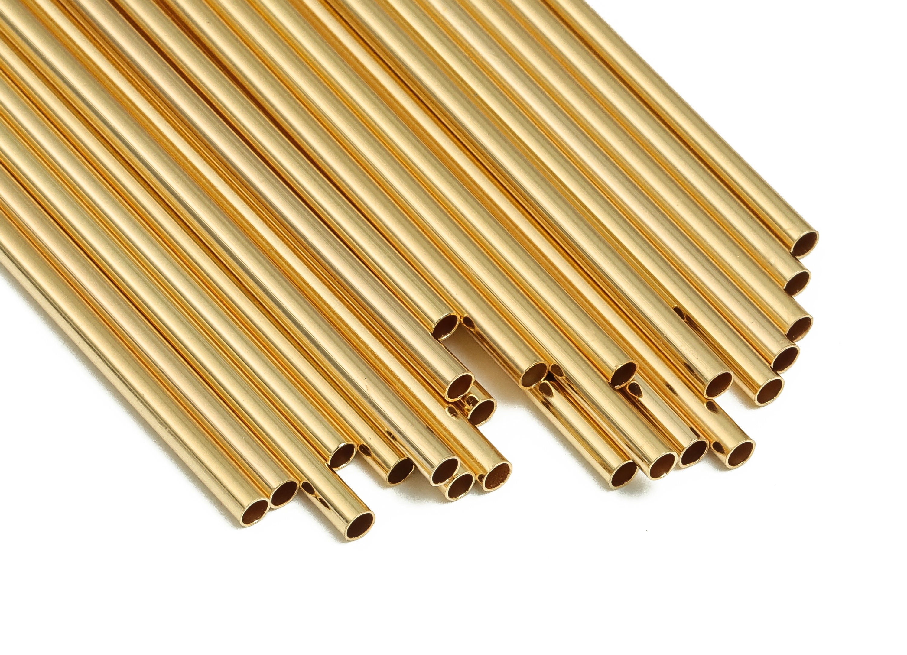 Brass Himmeli Tubes - Brass Himmeli DIY Tube Beads - Geometric Shapes - For Air Plants - 18k Real Gold Plated Brass -2.5x0.2x60mm-RGP4049-60 - DOMEDBAZAAR