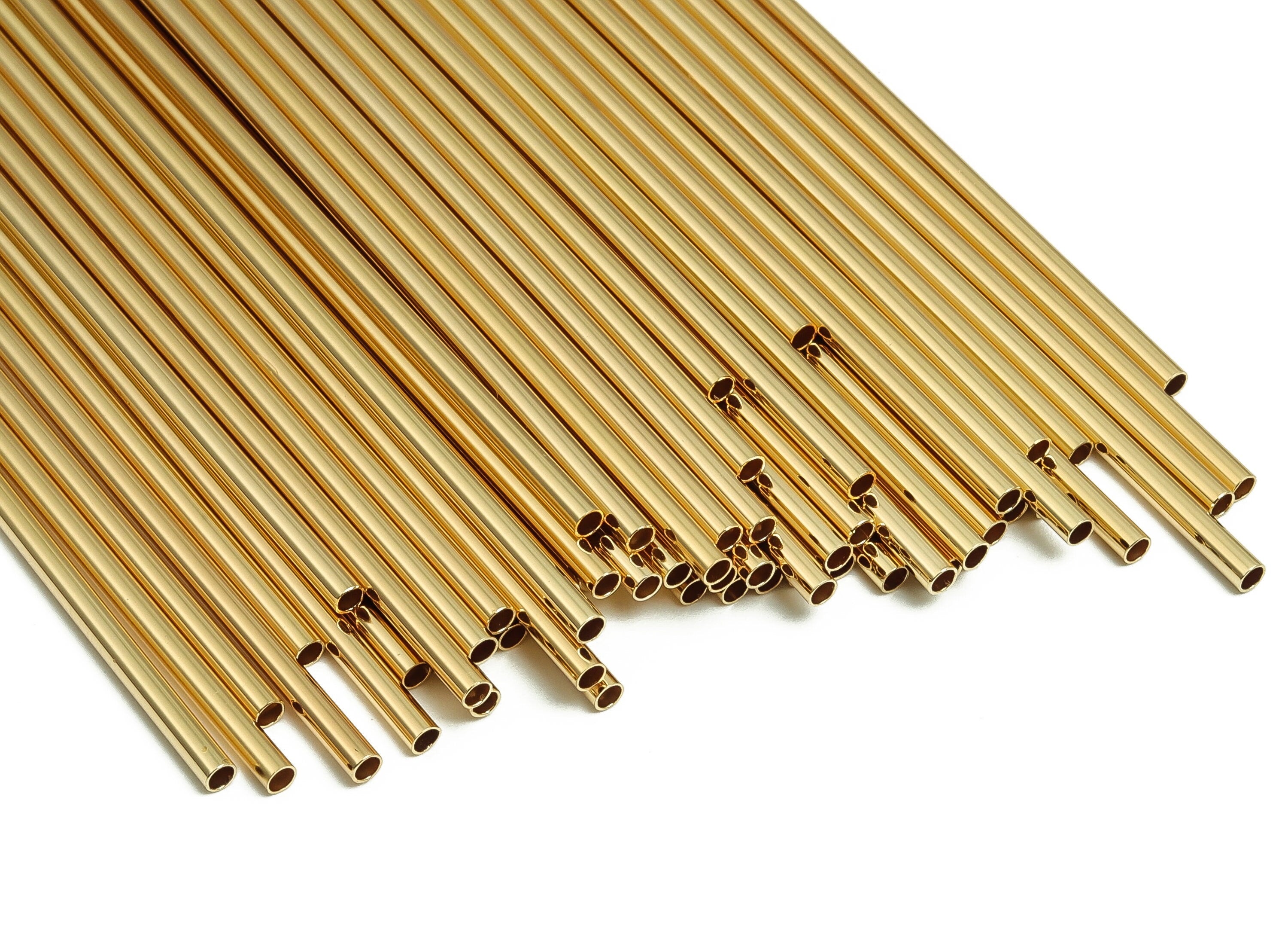 Brass Himmeli Tubes - Brass Himmeli DIY Tube Beads - Geometric Shapes - For Plants - 18k Real Gold Plated Brass -2.5x0.2x130mm- RGP4049-130 - DOMEDBAZAAR