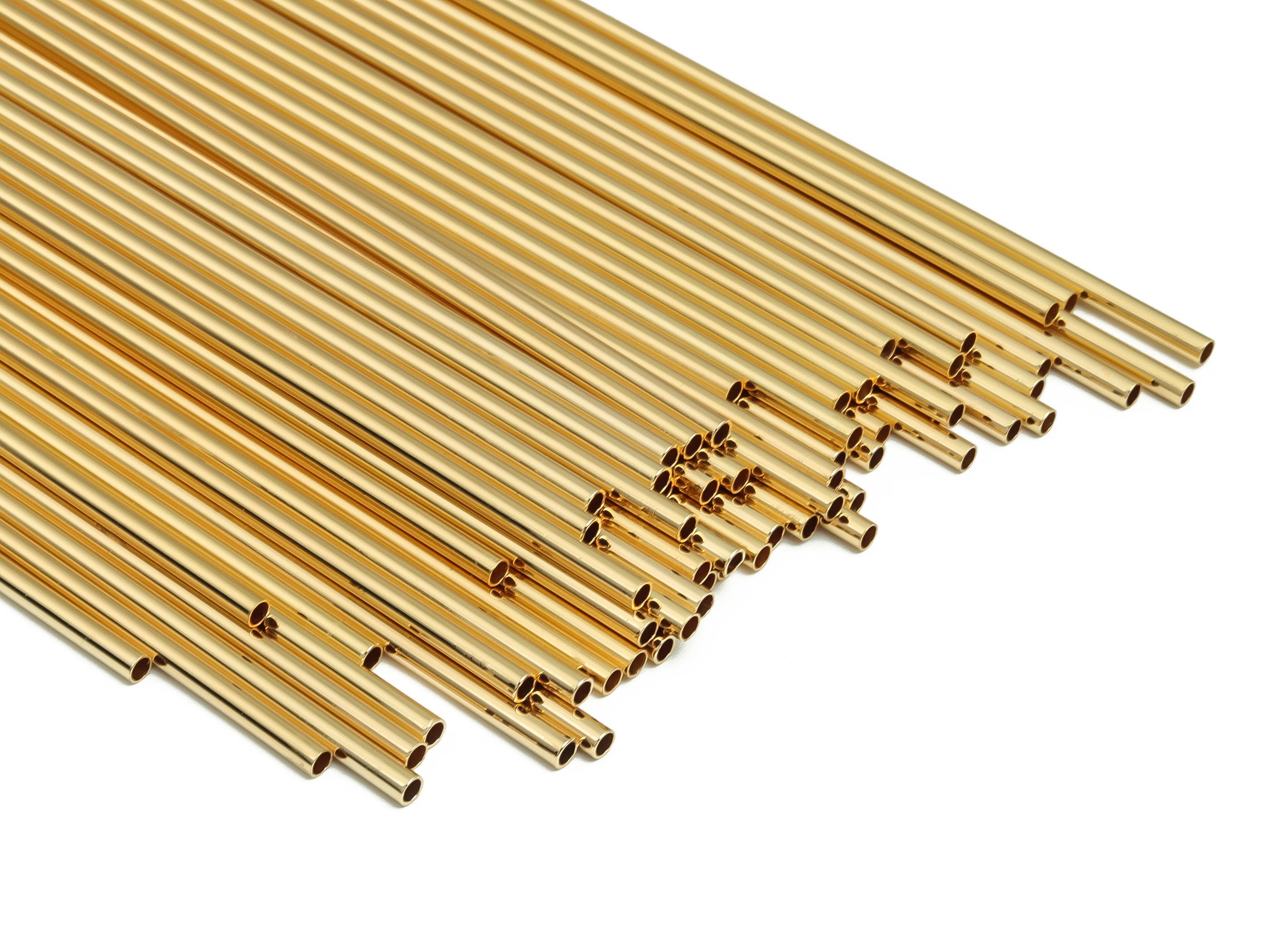 Brass Himmeli Tubes - Brass Himmeli DIY Tube Beads - Geometric Shapes - For Plants - 18k Real Gold Plated Brass -2.5x0.2x140mm- RGP4049-140 - DOMEDBAZAAR