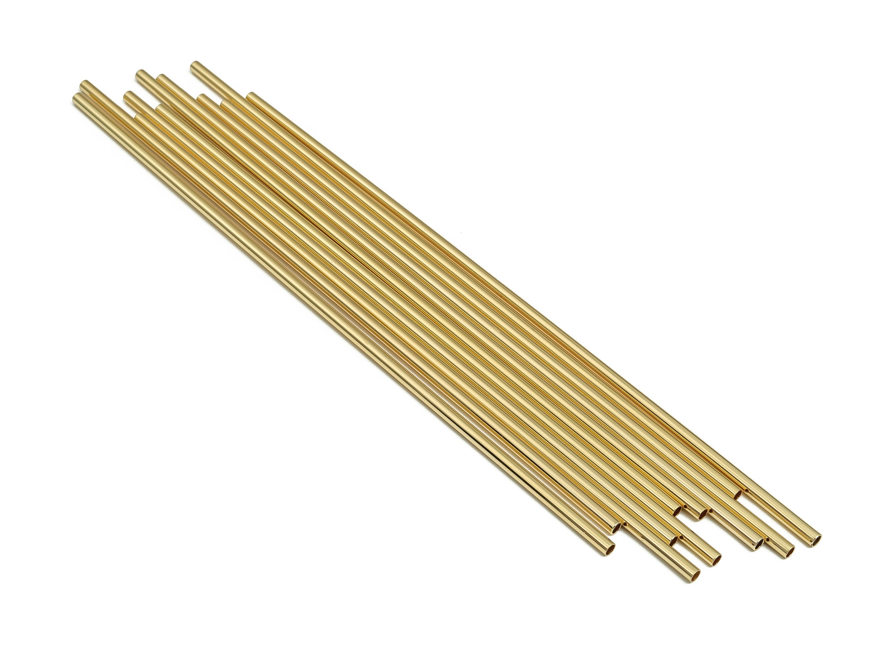 Brass Himmeli Tubes - Brass Himmeli DIY Tube Beads - Geometric Shapes - For Plants - 18k Real Gold Plated Brass -2.5x0.2x150mm- RGP4049-150 - DOMEDBAZAAR