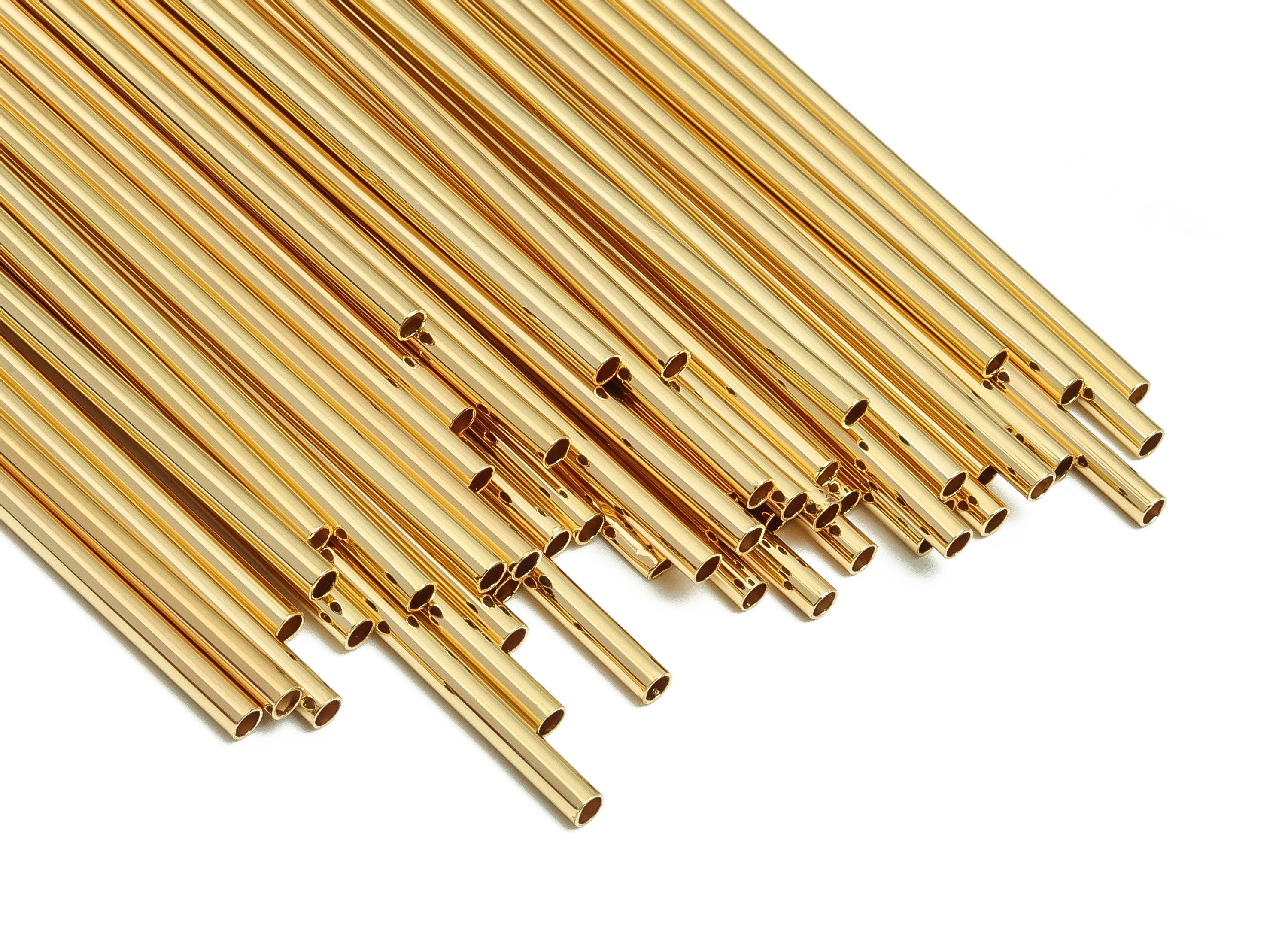 Brass Himmeli Tubes -Brass Himmeli DIY Tube Beads - Geometric Shapes - For Plants - 18k Real Gold Plated Brass -2.5x0.2x250mm- RGP4049-250 - DOMEDBAZAAR