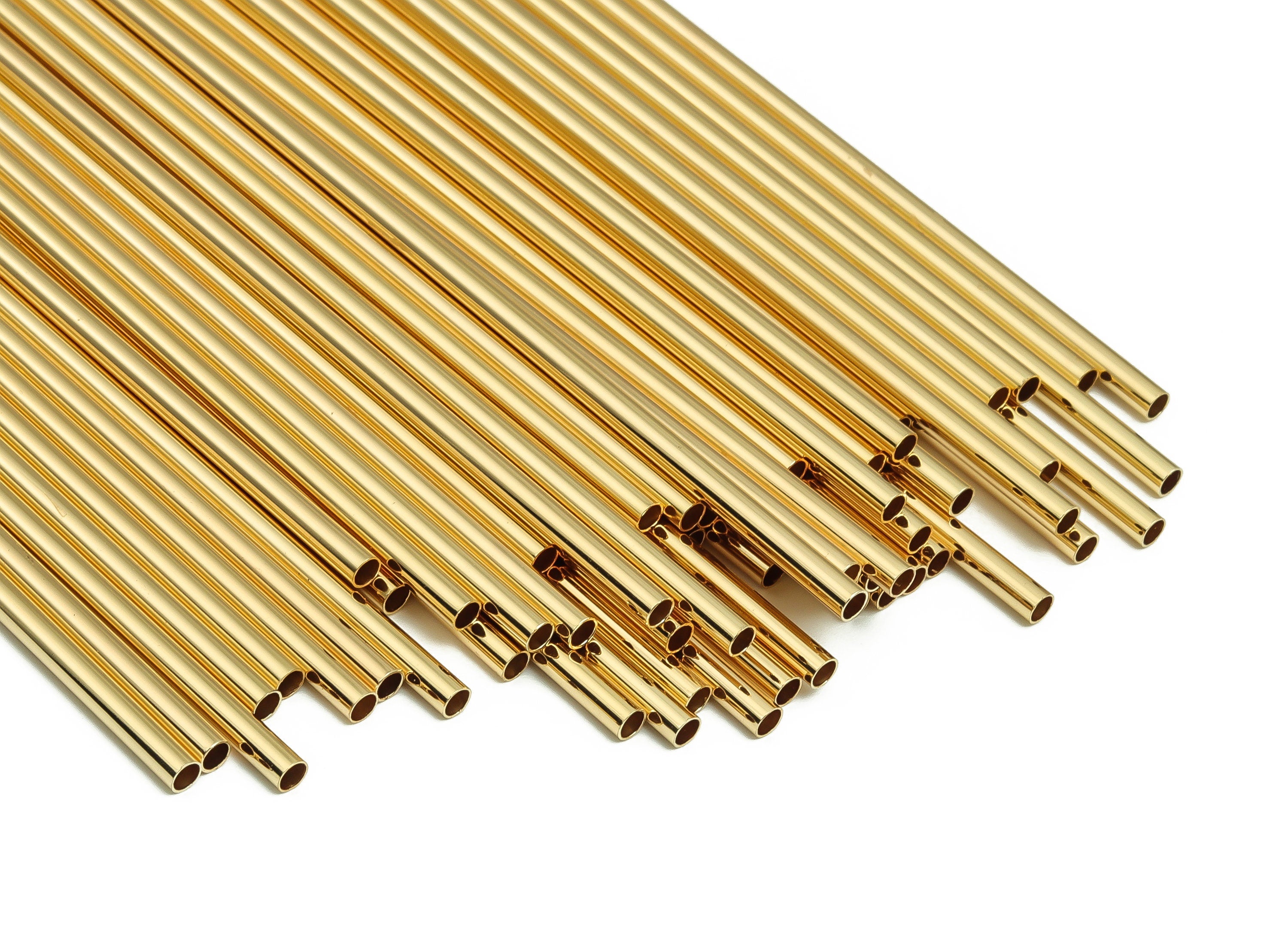 Brass Himmeli Tubes -Brass Himmeli DIY Tube Beads - Geometric Shapes - For Air Plants - 18k Real Gold Plated Brass -3x0.2x120mm- RGP4050-120 - DOMEDBAZAAR