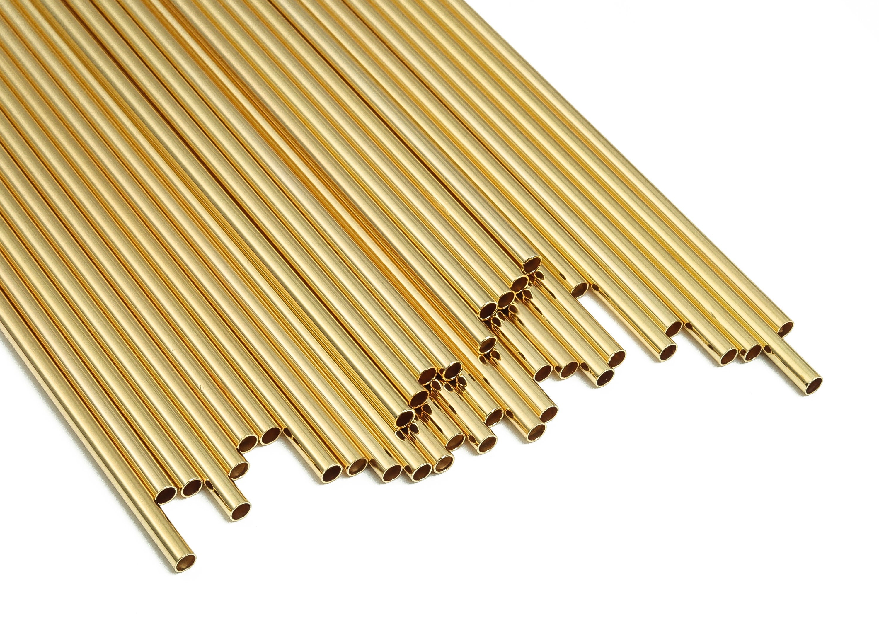 Brass Himmeli Tubes -Brass Himmeli DIY Tube Beads - Geometric Shapes - For Air Plants - 18k Real Gold Plated Brass -3x0.2x130mm- RGP4050-130 - DOMEDBAZAAR