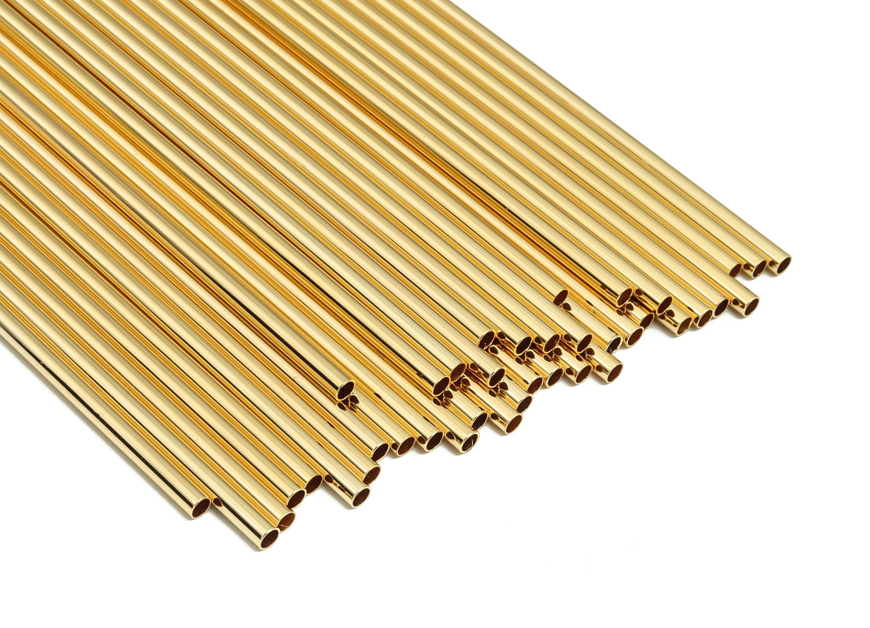 Brass Himmeli Tubes -Brass Himmeli DIY Tube Beads - Geometric Shapes - For Air Plants - 18k Real Gold Plated Brass -3x0.2x150mm- RGP4050-150 - DOMEDBAZAAR
