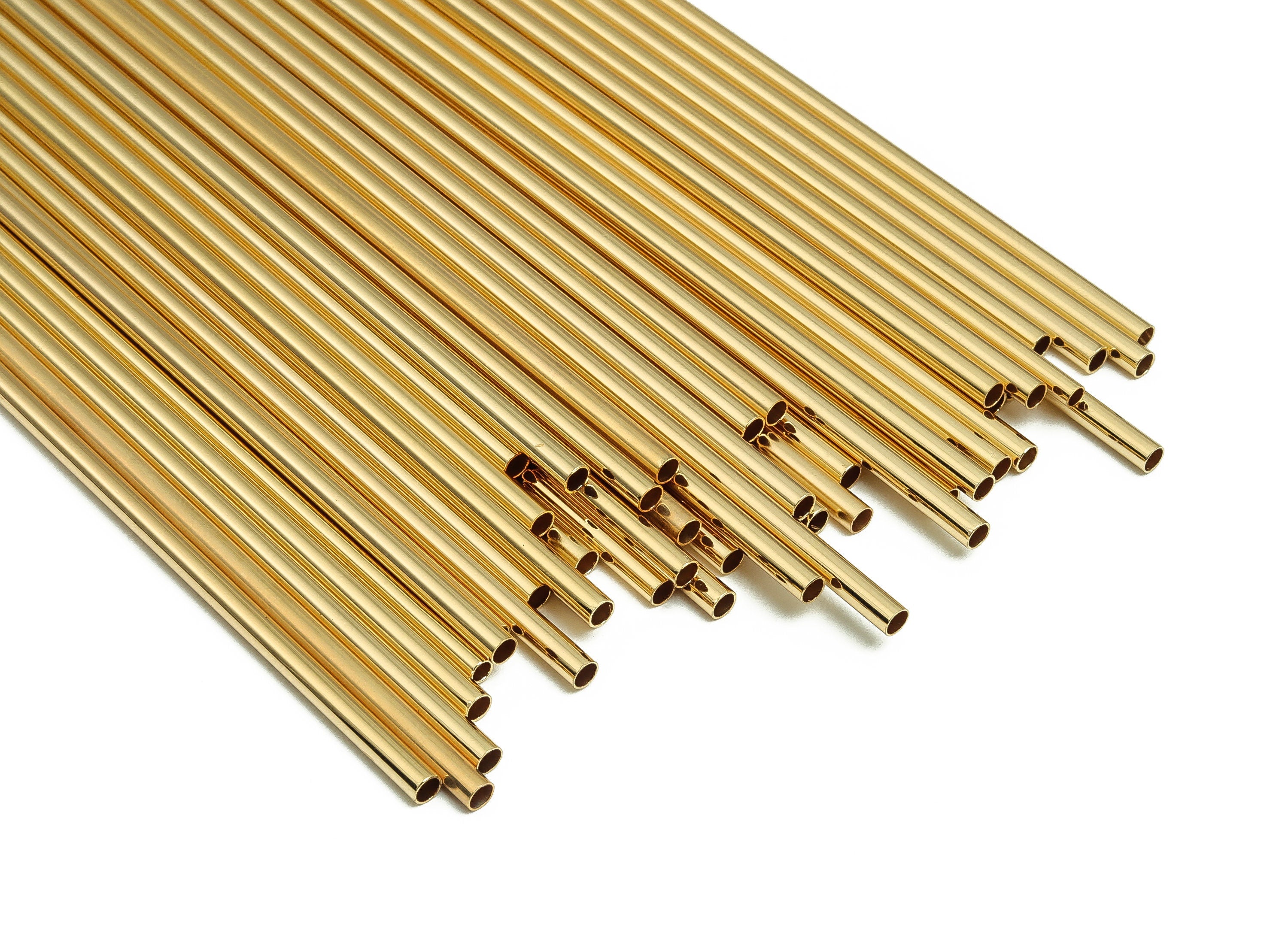 Brass Himmeli Tubes -Brass Himmeli DIY Tube Beads - Geometric Shapes - For Air Plants - 18k Real Gold Plated Brass -3x0.2x160mm- RGP4050-160 - DOMEDBAZAAR