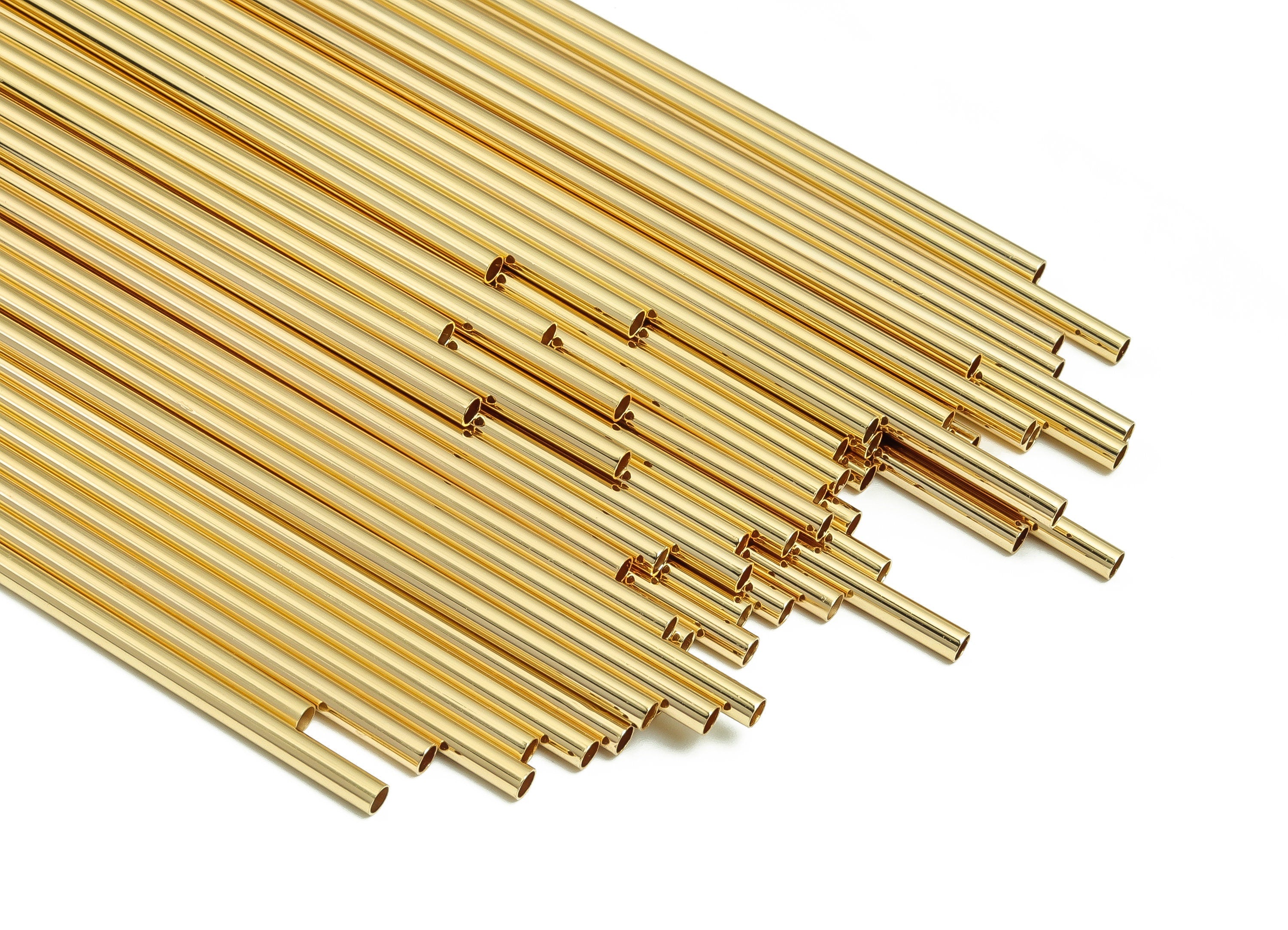 Brass Himmeli Tubes -Brass Himmeli DIY Tube Beads - Geometric Shapes - For Air Plants - 18k Real Gold Plated Brass -3x0.2x190mm- RGP4050-190 - DOMEDBAZAAR